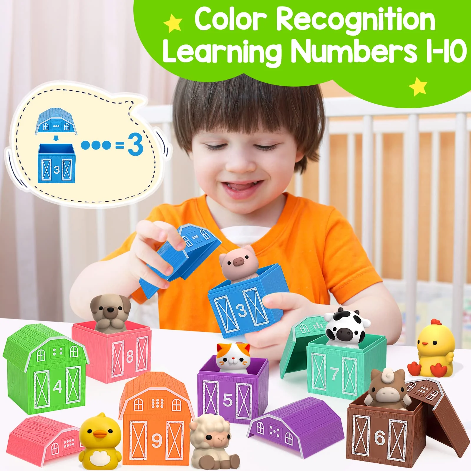 KMUYSL Toys for 1,2,3 Year Old Boys Girls, Farm Animals Toys Playset, Counting Skill, Color Matching, Christmas Birthday Easter Educational Gift for Baby Toddler Boys Girls Age 12-18 Months - Image 7