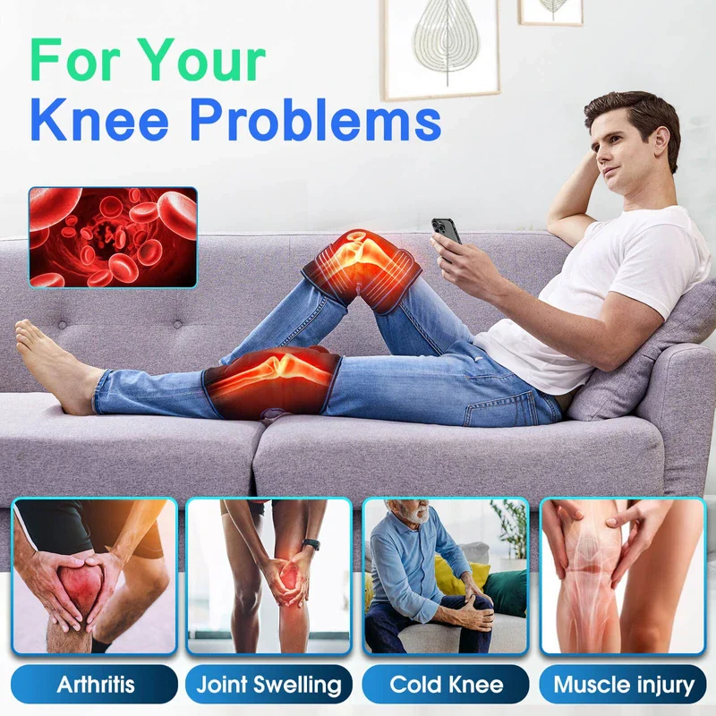 Knee Massager with Heat & Vibration, Heated Knee Brace for Knee Pain Relief, Heating Pad for Knee Joint Pain, Leg Massager, 3 Vibration Modes 3 Heat Levels, AC Adapter Provide More Heat(No Battery) - Image 4