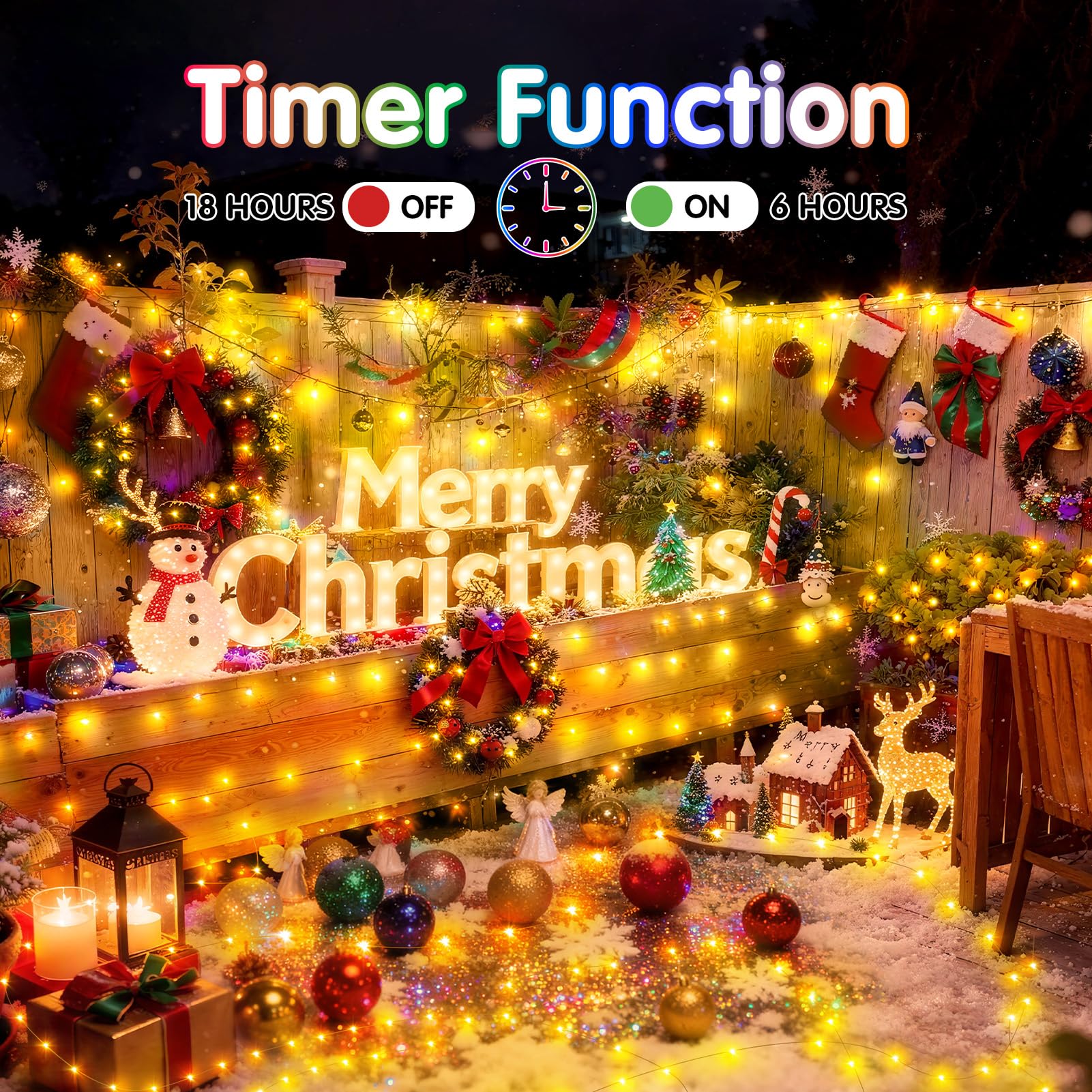 KNONEW 203FT 600 LED Outdoor Fairy Lights Plug in, Christmas Fairy Lights Outdoor Waterproof 8 Modes Memory Times for Wedding Bedroom Walls Garden Trees Decoration(Warm White) - Image 3