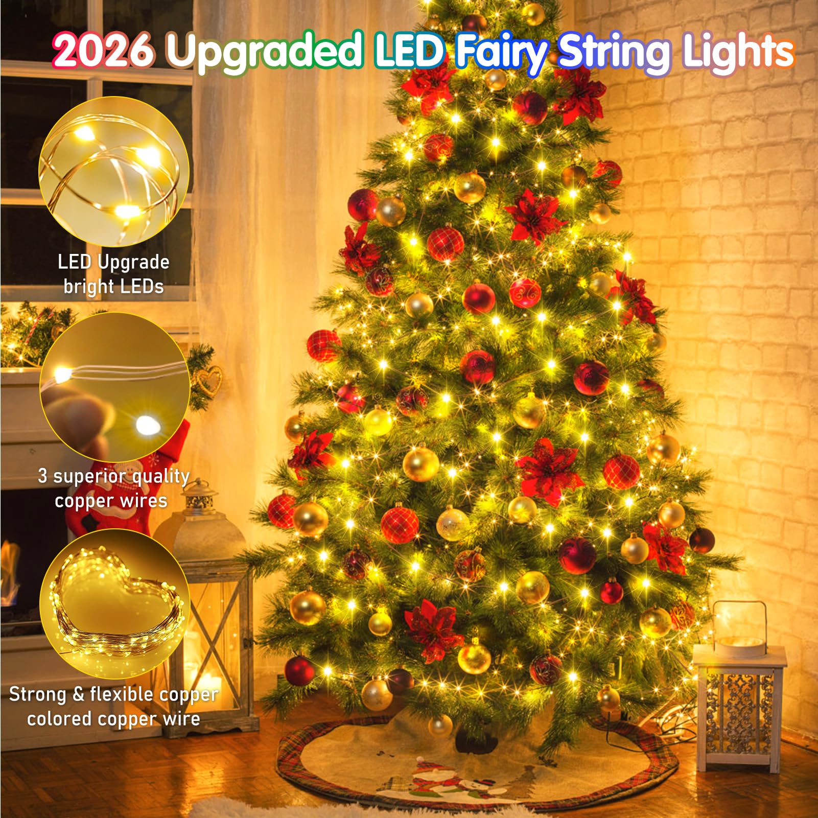 KNONEW 203FT 600 LED Outdoor Fairy Lights Plug in, Christmas Fairy Lights Outdoor Waterproof 8 Modes Memory Times for Wedding Bedroom Walls Garden Trees Decoration(Warm White) - Image 7