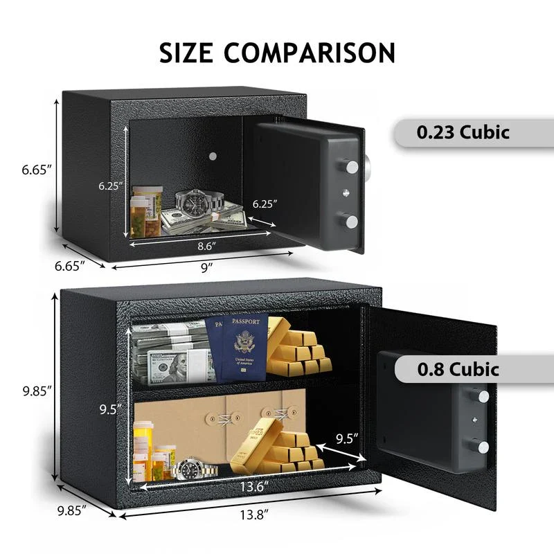 KOFAIR safe box for Home Safe with Fireproof Bag, money saving safe, safe storage cabinet,smell proof container wall & floor safes smart - Size: 0.23 Cubic Feet (Black) - Image 13