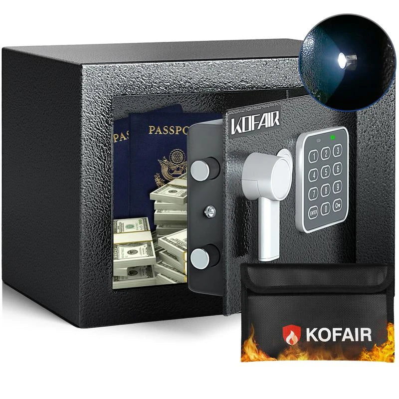 KOFAIR safe box for Home Safe with Fireproof Bag, money saving safe, safe storage cabinet,smell proof container wall & floor safes smart - Size: 0.23 Cubic Feet (Black) - Image 2