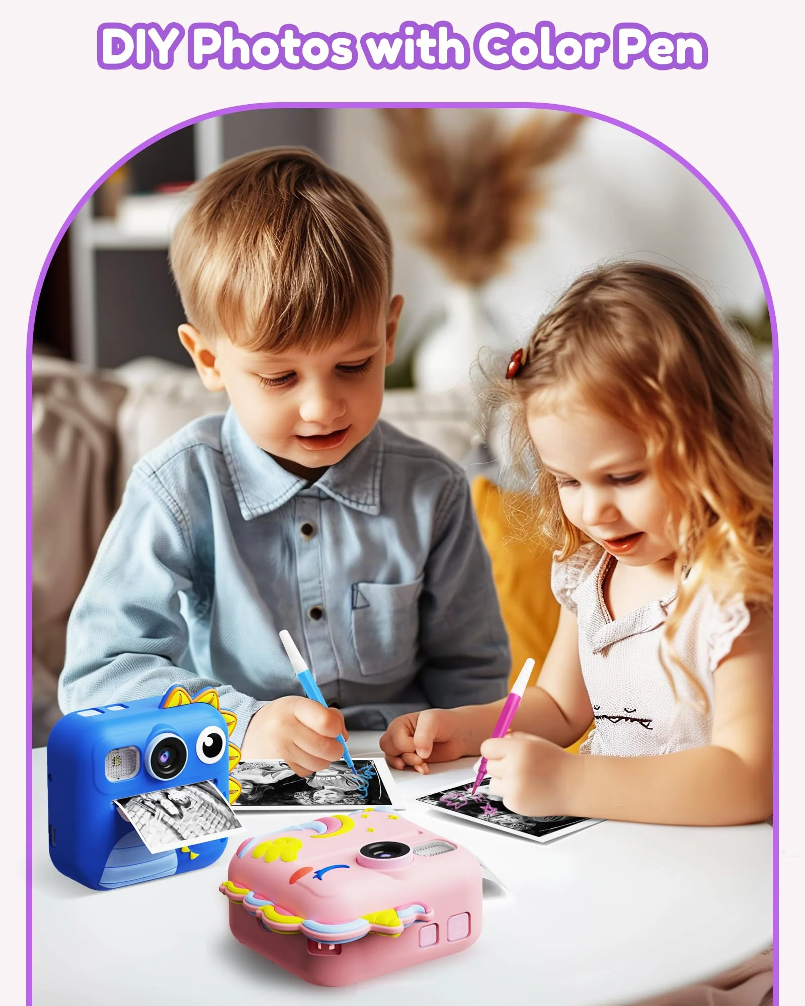KOKODI Kids Camera Instant Print, Toddler Cameras Christmas Birthday Gifts for Girls Age 3-12, Digital Video Instant Printable Camera for Kids,Toys for Ages 5-7 Girls (Pink) - Image 6