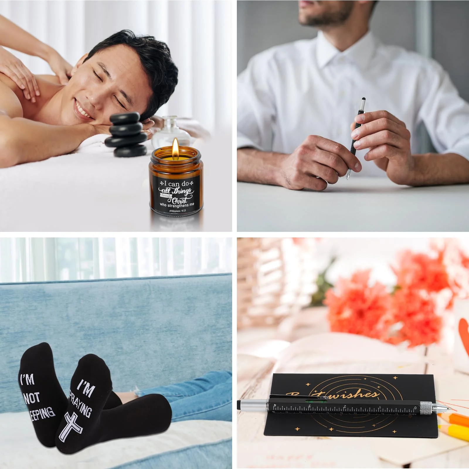 Kolewo4ever 9 Pcs Christian Gifts for Men Christmas Gift for Dad Inspirational Gifts Set for Father Spiritual Religious Catholic Gift Box for Male Friends Co Workers - Image 3