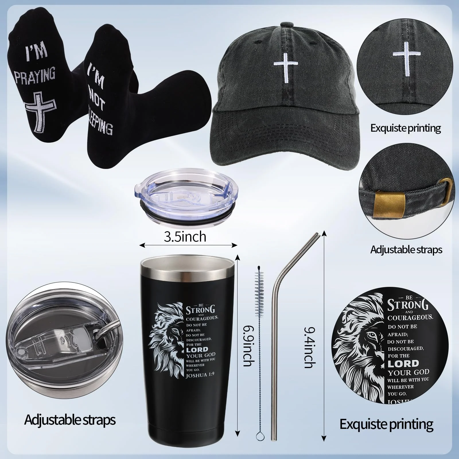 Kolewo4ever 9 Pcs Christian Gifts for Men Christmas Gift for Dad Inspirational Gifts Set for Father Spiritual Religious Catholic Gift Box for Male Friends Co Workers - Image 6