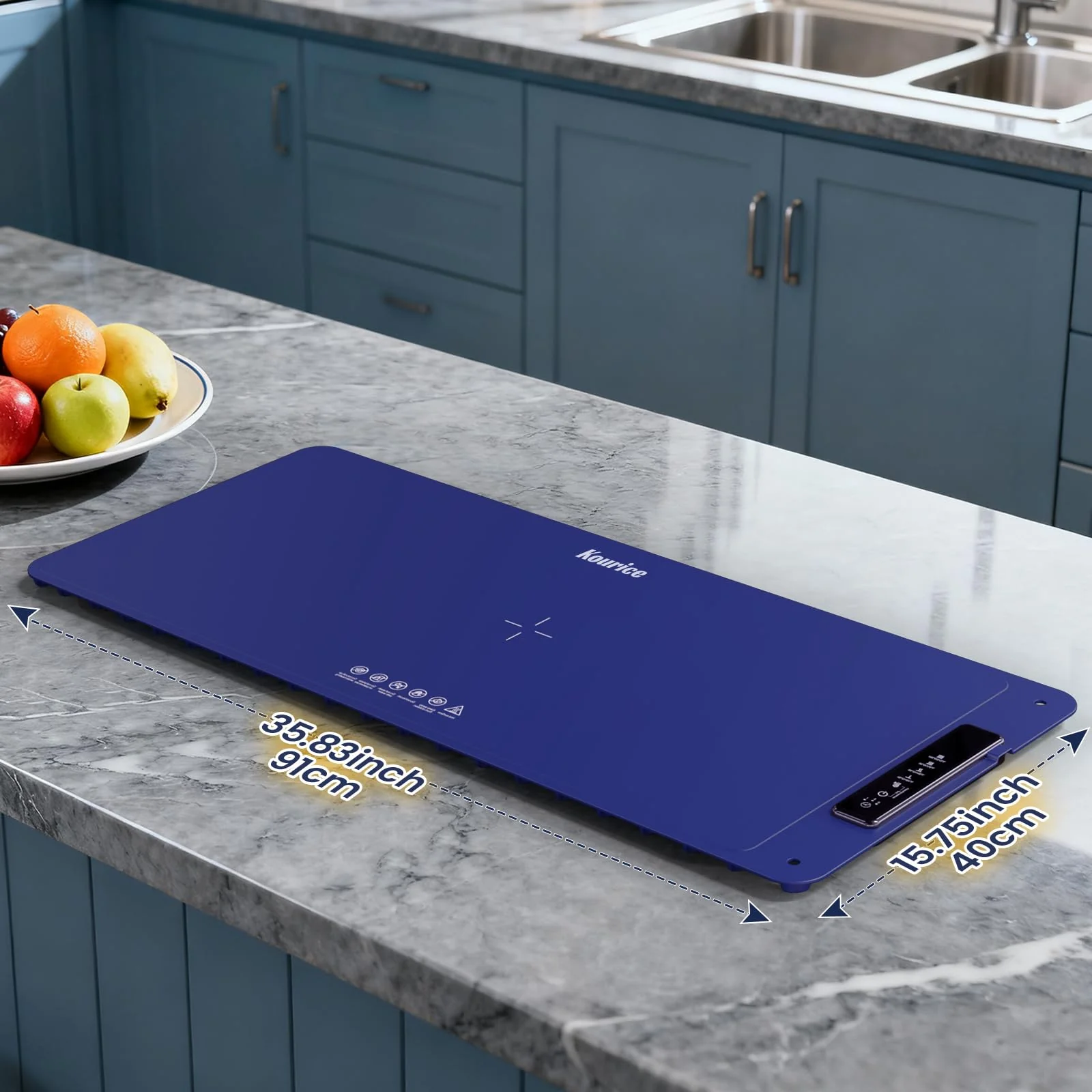 Kourice Extra Large Warming Mat for Food, 36"x15.75" Food Warmer Chafing Dishes for Buffet, Food Warming Mat, Food Warmers for Parties Buffet, 4 Level Temp 1/3/5Hour Timer 420W (Blue) - Image 4