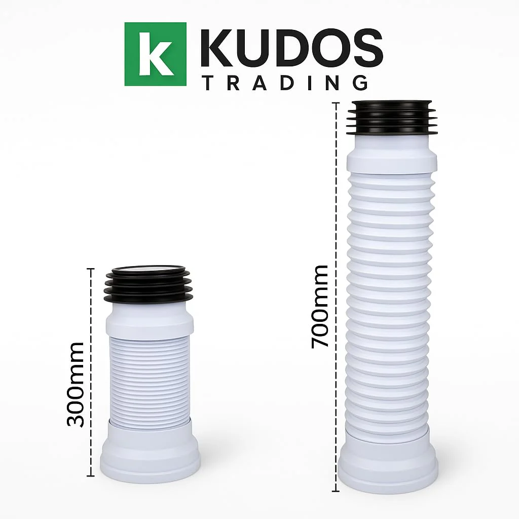 Kudos-Trading - Flexible Toilet Pan Connector Universal WC Flexi Slinky Waste Soil Pipe 300mm-700mm, Adjustable Length, Easy to Install, Anti-Kink & Odour Resistant, Suitable for All Standard Toilets - Image 8