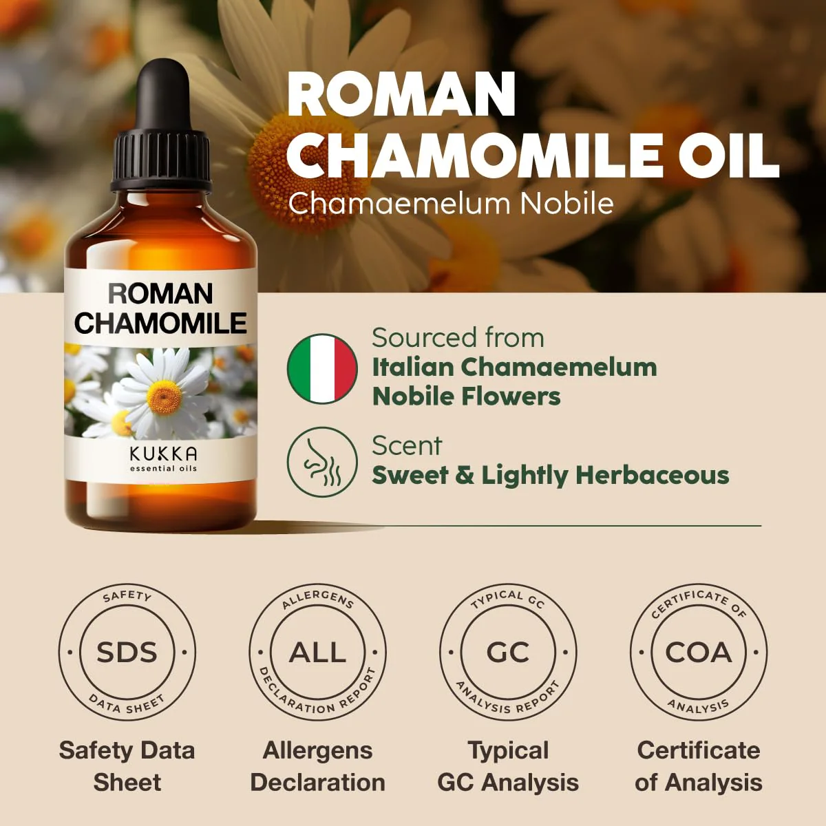 KUKKA Roman Chamomile Essential Oil for Tranquil Retreats and Peaceful Relaxation - Roman Chamomile Essential Oil 4 Oz - Soothing, Comforting and Calming - 100% Authentically Sourced Premium Oils - Image 4