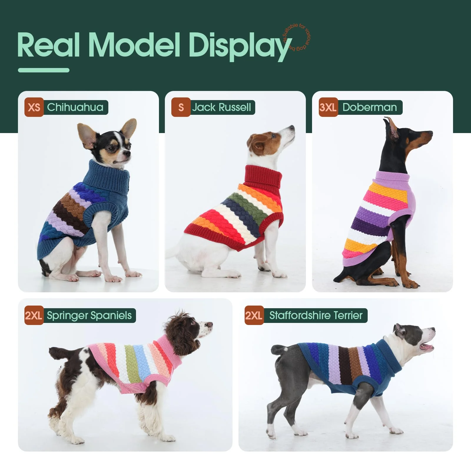 Kuoser Dog Sweater, Thermal Dog Sweaters for Medium Dogs Girl Boy, Puppy Christmas Sweater Thrtleneck Knitwear, Cozy Sweaters for Dogs, Thanksgiving Pet Outfit Warm Clothes for Fall Winter, Red M - Image 2