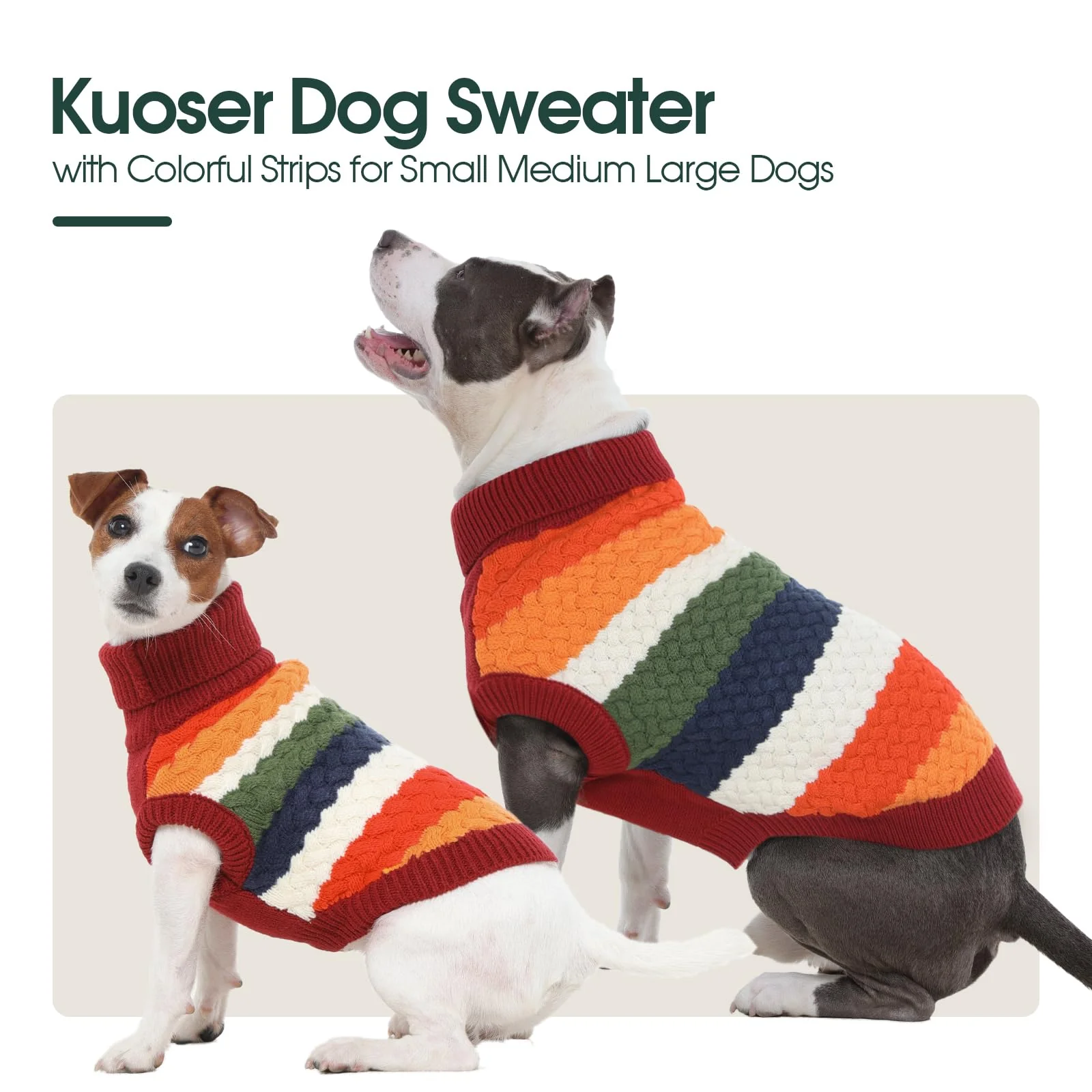 Kuoser Dog Sweater, Thermal Dog Sweaters for Medium Dogs Girl Boy, Puppy Christmas Sweater Thrtleneck Knitwear, Cozy Sweaters for Dogs, Thanksgiving Pet Outfit Warm Clothes for Fall Winter, Red M - Image 8