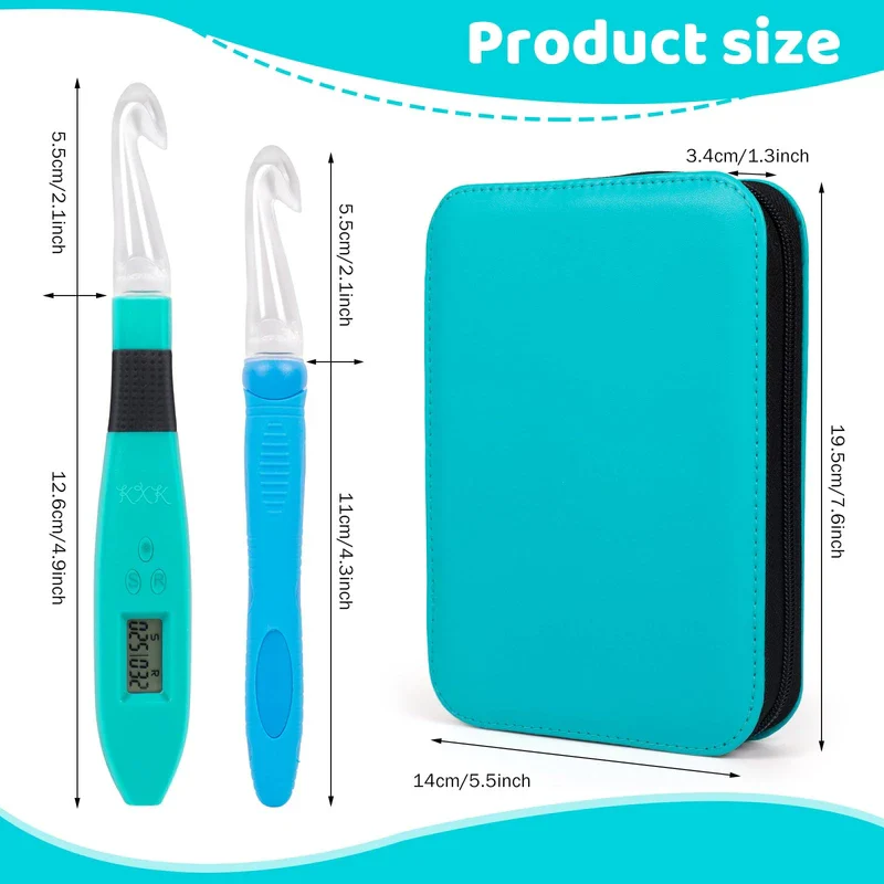 KXK Crochet Hooks Set Digital – Original Ergonomic Counter to Track Rows and Stitches – Crochet Kit with 18 Different Size Interchangeable Crochet Needle with 2 Levels Led - Image 6