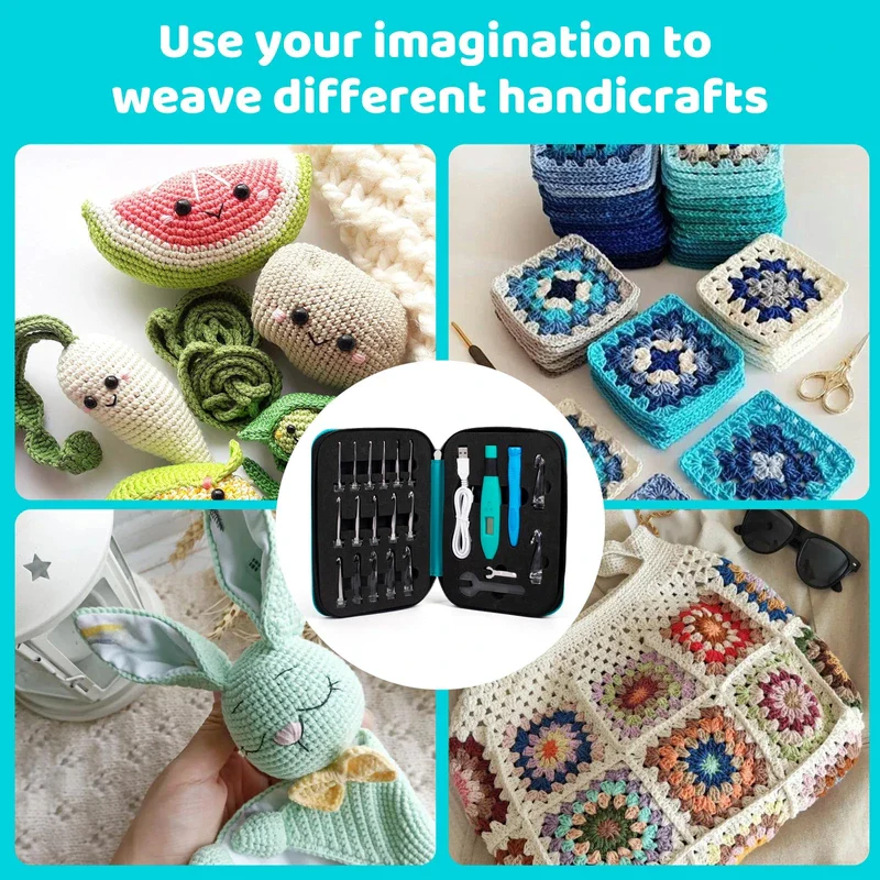 KXK Crochet Hooks Set Digital – Original Ergonomic Counter to Track Rows and Stitches – Crochet Kit with 18 Different Size Interchangeable Crochet Needle with 2 Levels Led - Image 7