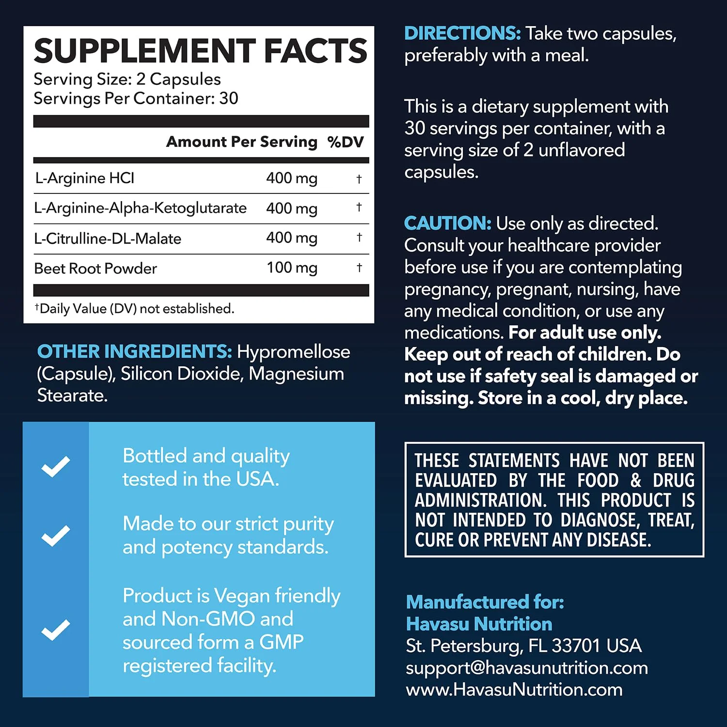 L-Arginine Capsules with L-Citrulline - Nitric Oxide Supplement - L Arginine and L Citrulline Blend - 60 Count - Vegan, Non-GMO Capsules for Performance, Endurance and Muscle Support - 1 Month Supply - Image 9