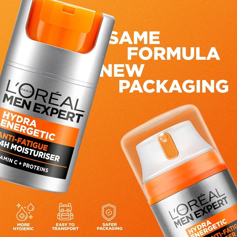 L'Oréal Paris Moisturiser For Men, For Dry and Tired Skin, With Guarana and Vitamin C, Long-Lasting Hydration, Men Expert Hydra Energetic, 50ml - Image 3