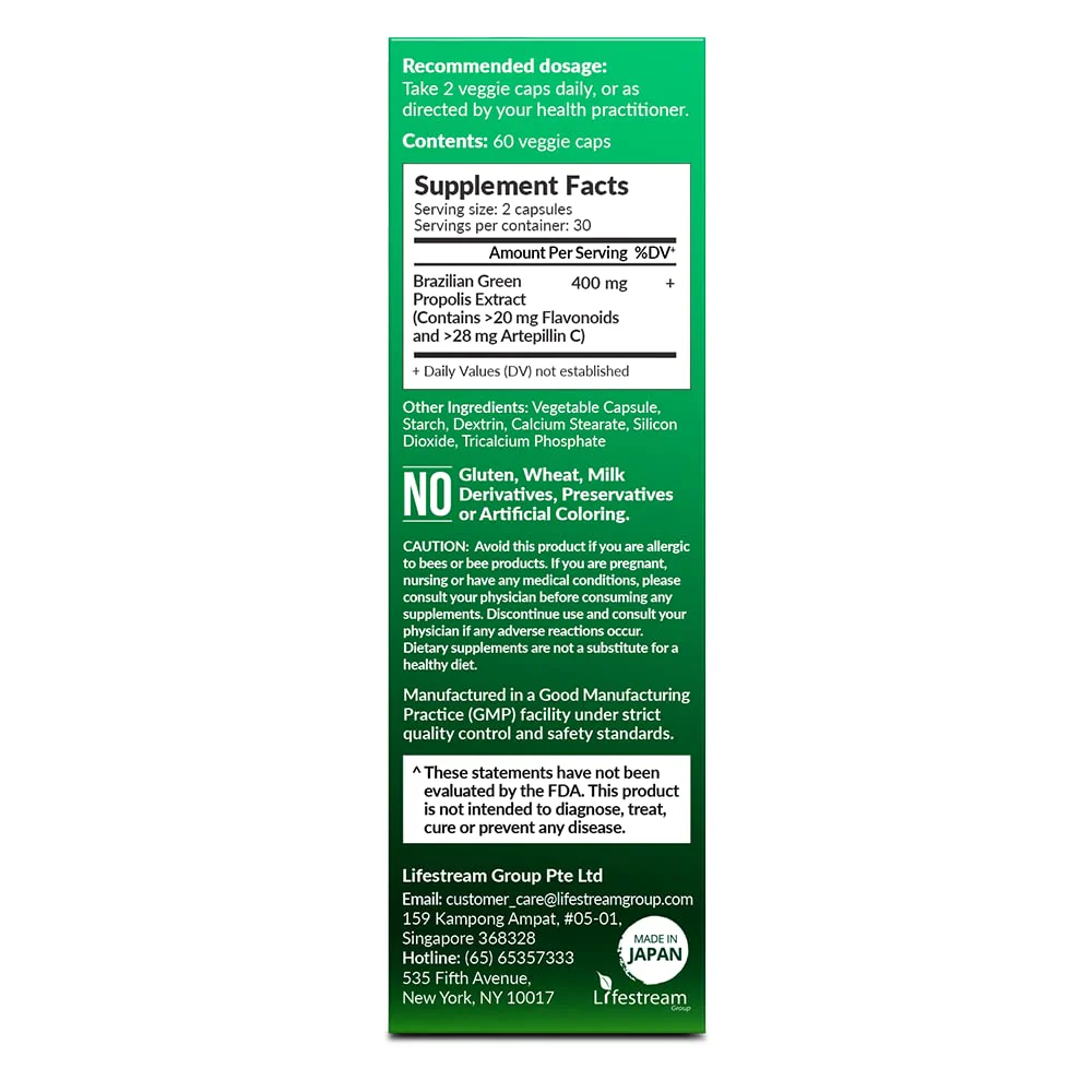 LABO Nutrition Brazilian Green Propolis Ultimate - Contains >7% or 28mg per Serving Artepillin C & >5% Flavonoids, for Immune & Brain Support, Natural, High Concentrate & Premium, 60 Veg Capsules - Image 4