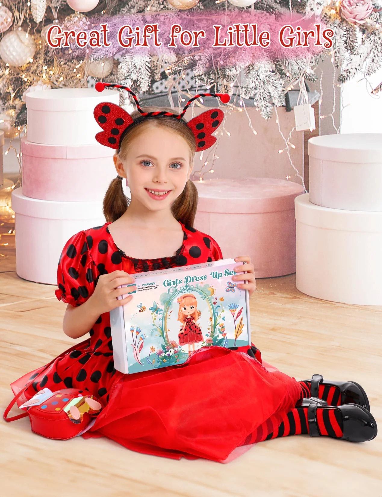 Ladybug Costume Lady Bug Costumes for Girls Halloween Costumes for Kids Toddler Costume Ladybug Dress Ladybird Dress Up for Birthday Christmas 7-8 Years - Image 6