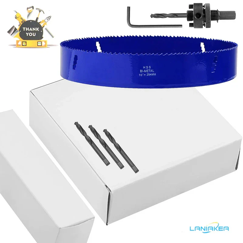 LANIAKEA 10 Inch Hole Saw Bi-Metal 254MM Annular Hole Cutter 38MM Cutting Depth HSS Variable Tooth Pitch Holesaw Set with Hole Saw Arbor for Home DIYer - Image 7
