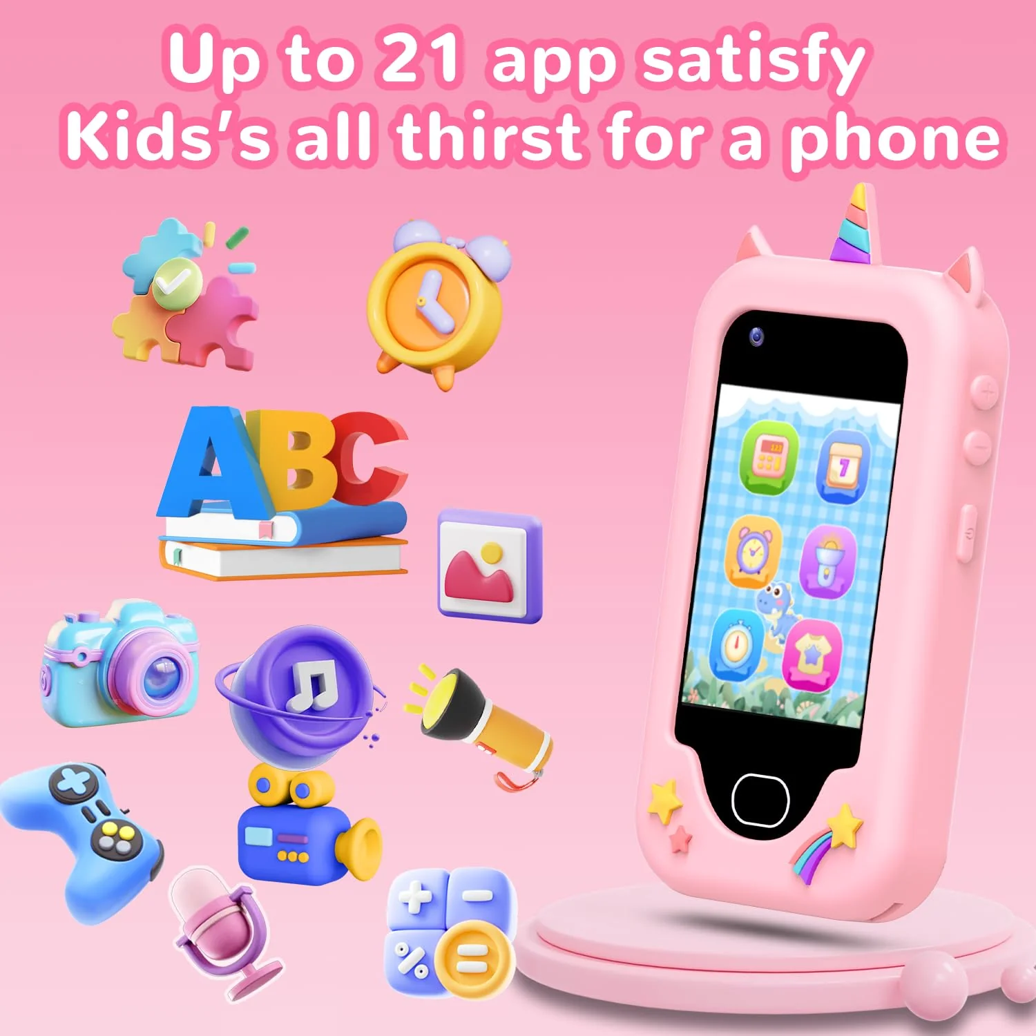 Lapare Kids Smart Phone for Girls, Christmas Birthday Gifts for Girls Age 3-10,Kids Toys Cell Phone, Toddler Learning Play Toy Phone with Dual Camera, Game, Music Player and More (32G) - Image 3