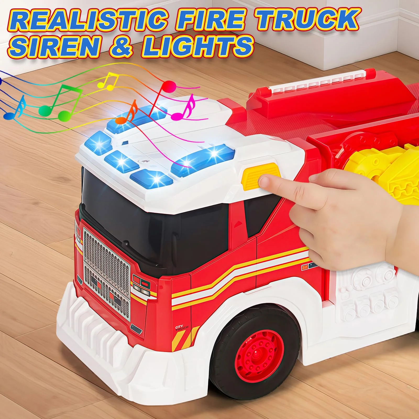 Large Fire Trucks Toys for Toddlers, Kids Toys for 3 4 5 6 7 8 Years Old Boys, 15" Firetruck Toy for Kids with Ladder, Lights, Sounds & Water Shooting, Christmas Birthday Gifts for Boys & Girls - Image 4