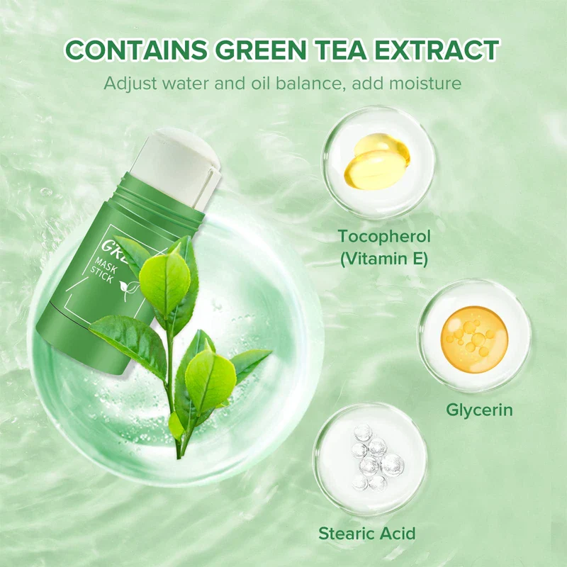 LcoLourx Green Tea Mask Stick for Face, Solid Mask,Poreless Deep Cleanse Green Tea Mask,Anti-Acne Oil Control&Improves Skin,Face Moisturizing(1PCS) - Image 5