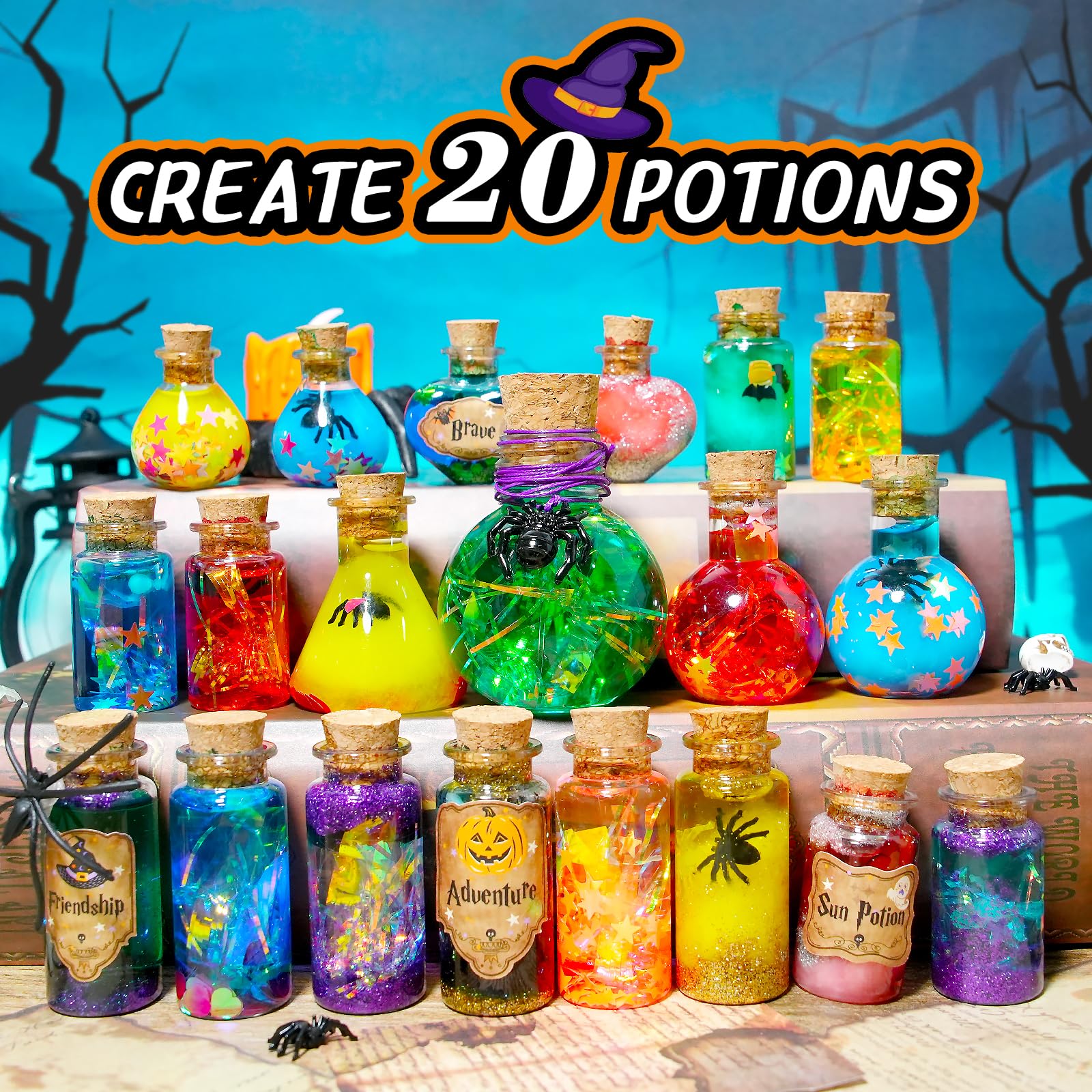 LDomet Magic Potions Craft Kit for Kids - Mix 20 Glow Witch Potion Bottles, Fairy Magic Potions Making Kit - Christmas Decorations Birthday Gifts for Girls Boys 6 7 8 9 10+ - Image 5