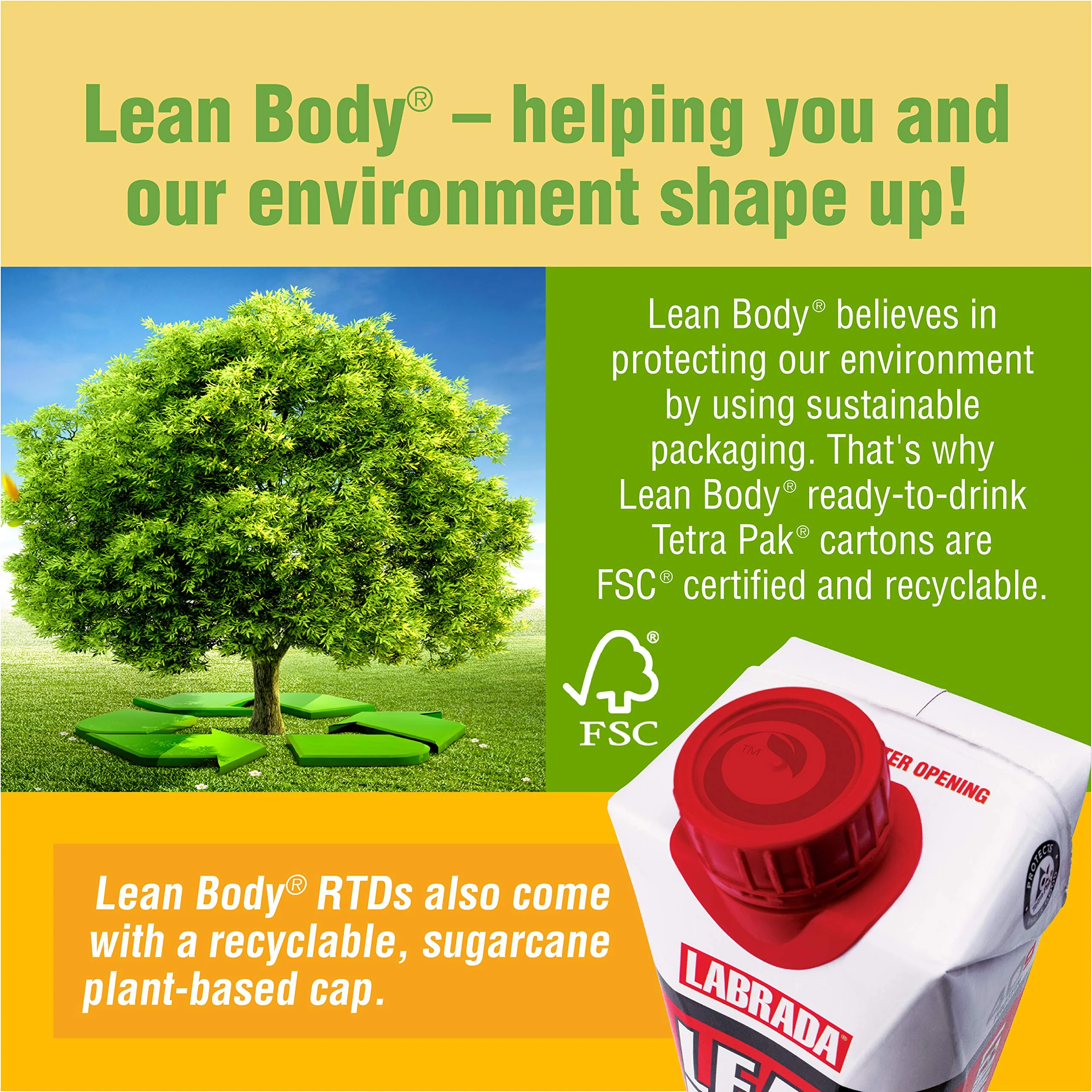 Lean Body Ready-to-Drink Salted Caramel Protein Shake, 20g Protein, Whey Blend, 0 Sugar, Gluten Free, 22 Vitamins & Minerals, (Recyclable Carton & Lid - Pack of 4) - Image 3
