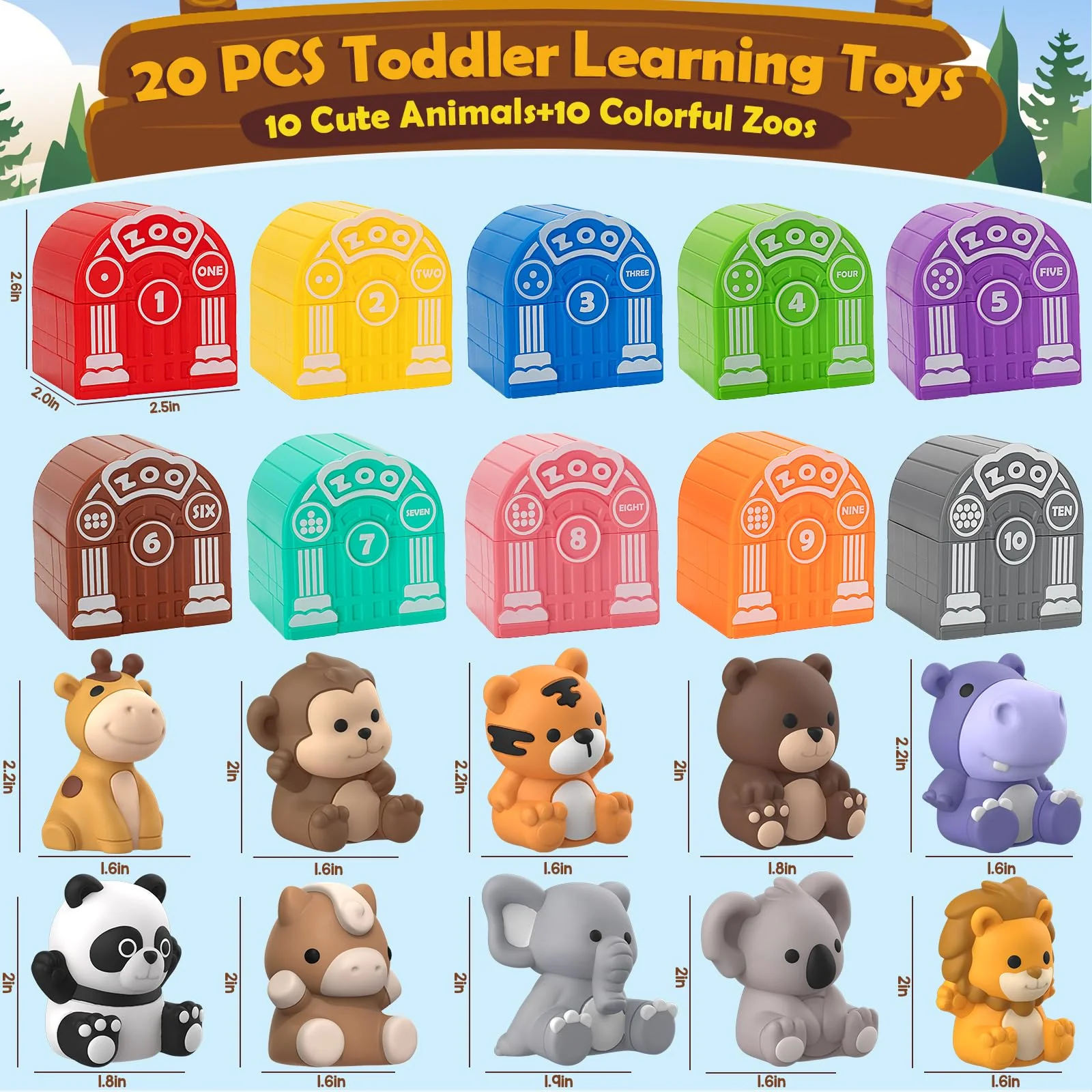 Learning Toys for Toddlers 1 2 3 Year Old Toddlers, 20Pcs Safari Animal Toys, Finger Puppets, Montessori Counting, Matching & Sorting, Christmas Birthday Gifts for Baby Boys Girls Age 12-18 Months - Image 7