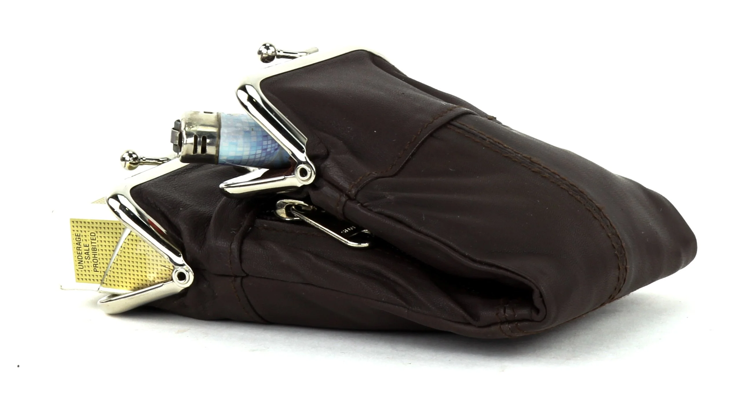 Leather Impressions Sturdy Cigarette Case - Make a Fashion Statement with The Elegant Cigarette Holder Featuring Dual Twist Clasp and a Zipper Pocket, Classic Long-Lasting Lighter Holder (Brown) - Image 3