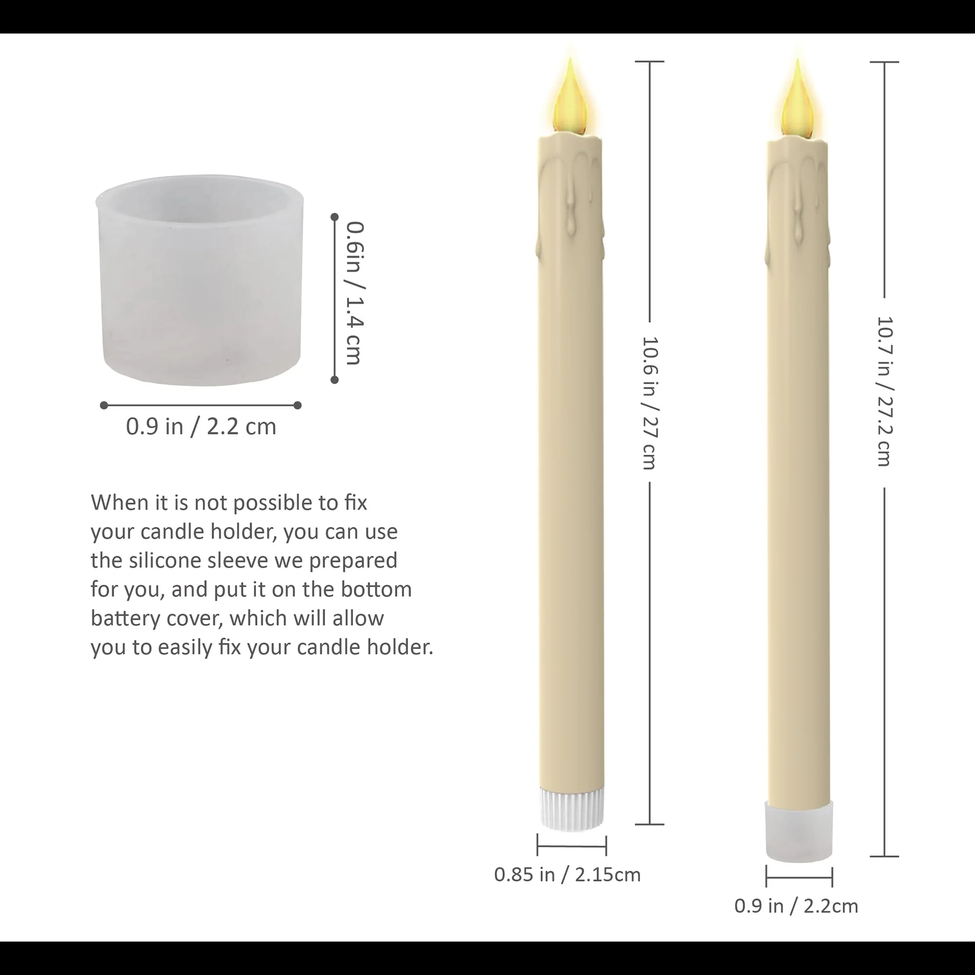 LED Flameless Taper Candles, 10.6 Inch, Set of 24, 2AA Battery Operated with Remote Control, Timer Function, Halloween, Christmas and Wedding Banquet Table Center Decoration, Ivory White (24) - Image 7