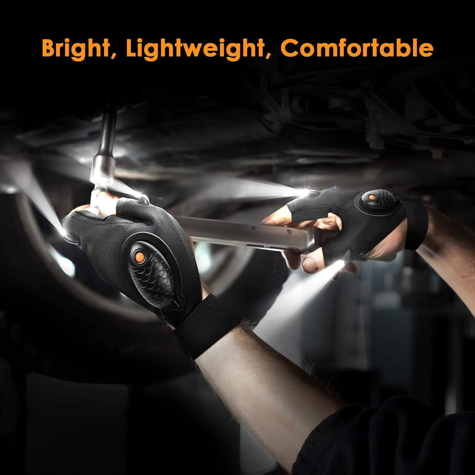 LED Flashlight Gloves, Christmas Stocking Stuffers for Men Gift for Dad Husband Rechargeable Waterproof Gloves Birthday Gifts for Boyfriend Adult Cool Gadget Guy Fishing Camping Car Repairing Light - Image 5