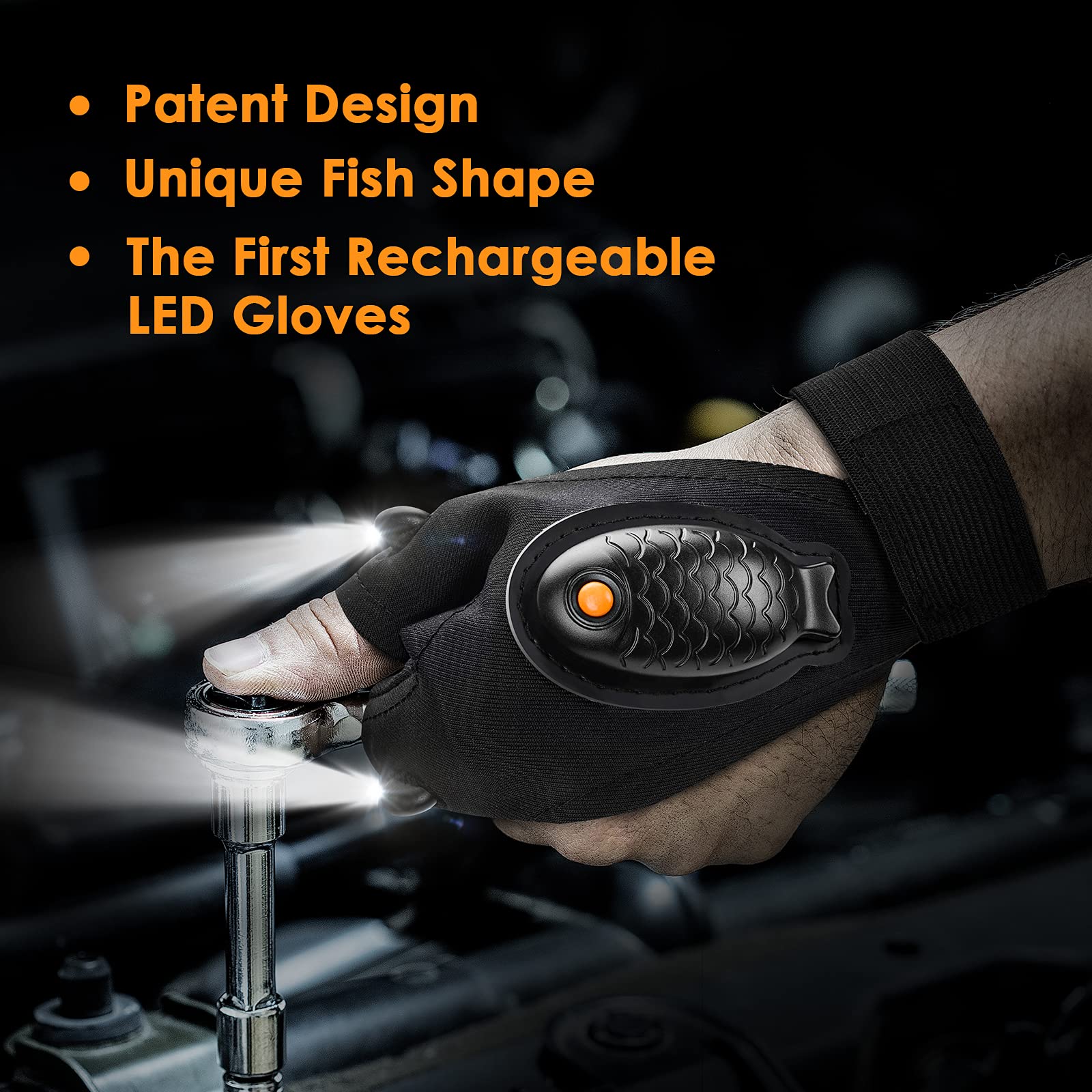 LED Flashlight Gloves, Christmas Stocking Stuffers for Men Gift for Dad Husband Rechargeable Waterproof Gloves Birthday Gifts for Boyfriend Adult Cool Gadget Guy Fishing Camping Car Repairing Light - Image 7