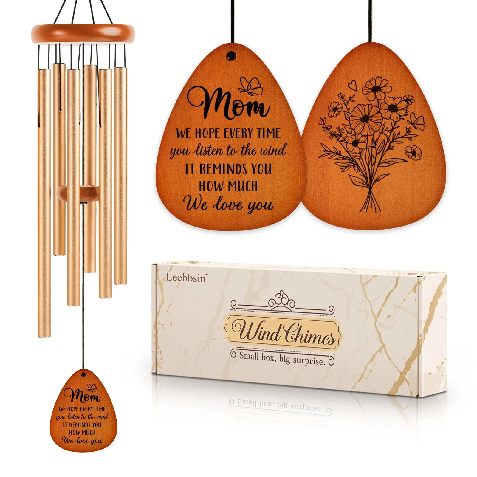 Leebbsin Gifts for Mom, Moms Wind Chimes, Christmas Best Gift for Mom, Mother Birthday Gift from Daughter Son, Love Reminder Gifts for Birthday Thanksgiving Mother's Day, Large-36''