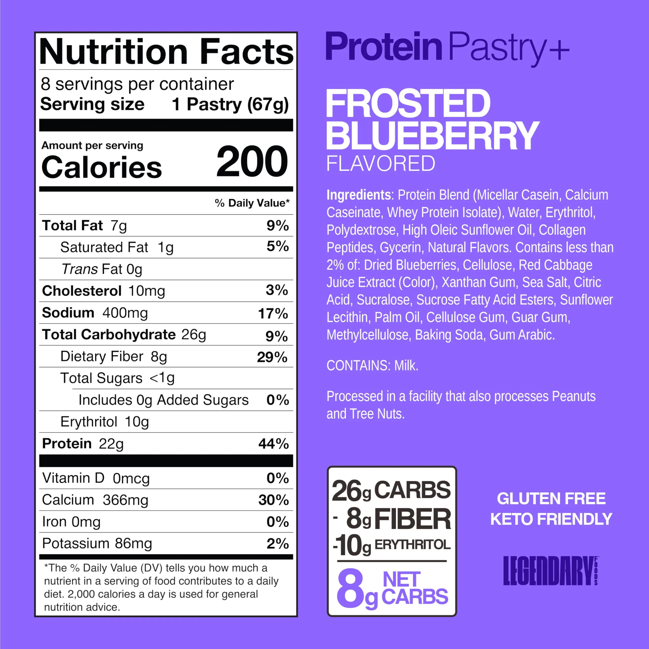 Legendary Foods 22g Protein Pastry+ Premium Low Carb Meal Replacement Bar - Low Glycemic, Gluten Free Protien Snacks - Healthy Keto Snack Box, 8x Zero Sugar Energy Bars - Bariatric Diabetic Friendly - Image 5