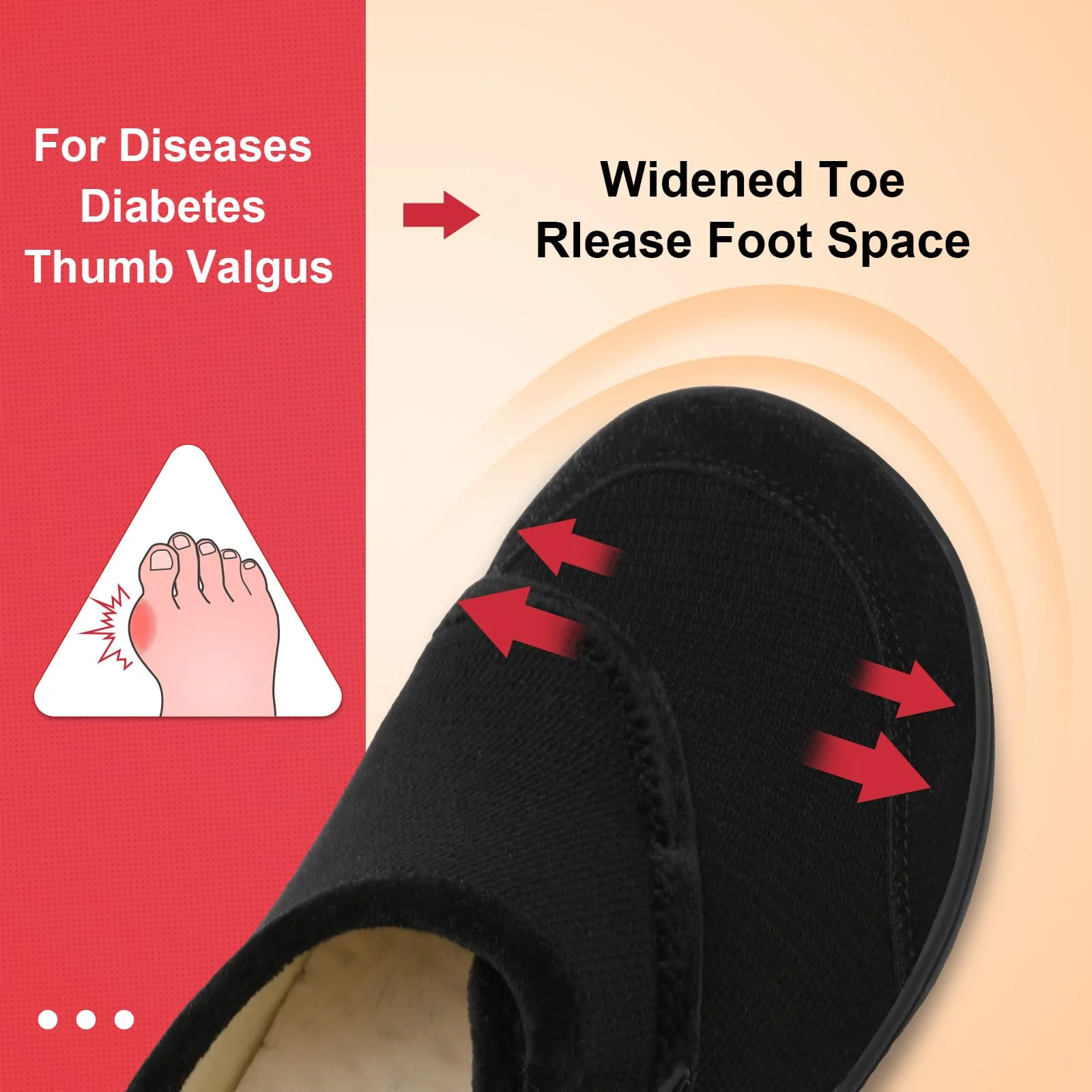 LeIsfIt Mens Slippers Wide House Shoes Adjustable Diabetic Shoes Arthritis Swollen House Slippers Indoor Outdoor Black Size 10 - Image 7