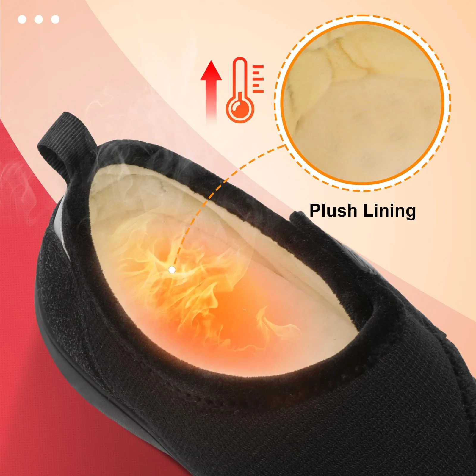 LeIsfIt Mens Slippers Wide House Shoes Adjustable Diabetic Shoes Arthritis Swollen House Slippers Indoor Outdoor Black Size 13 - Image 3