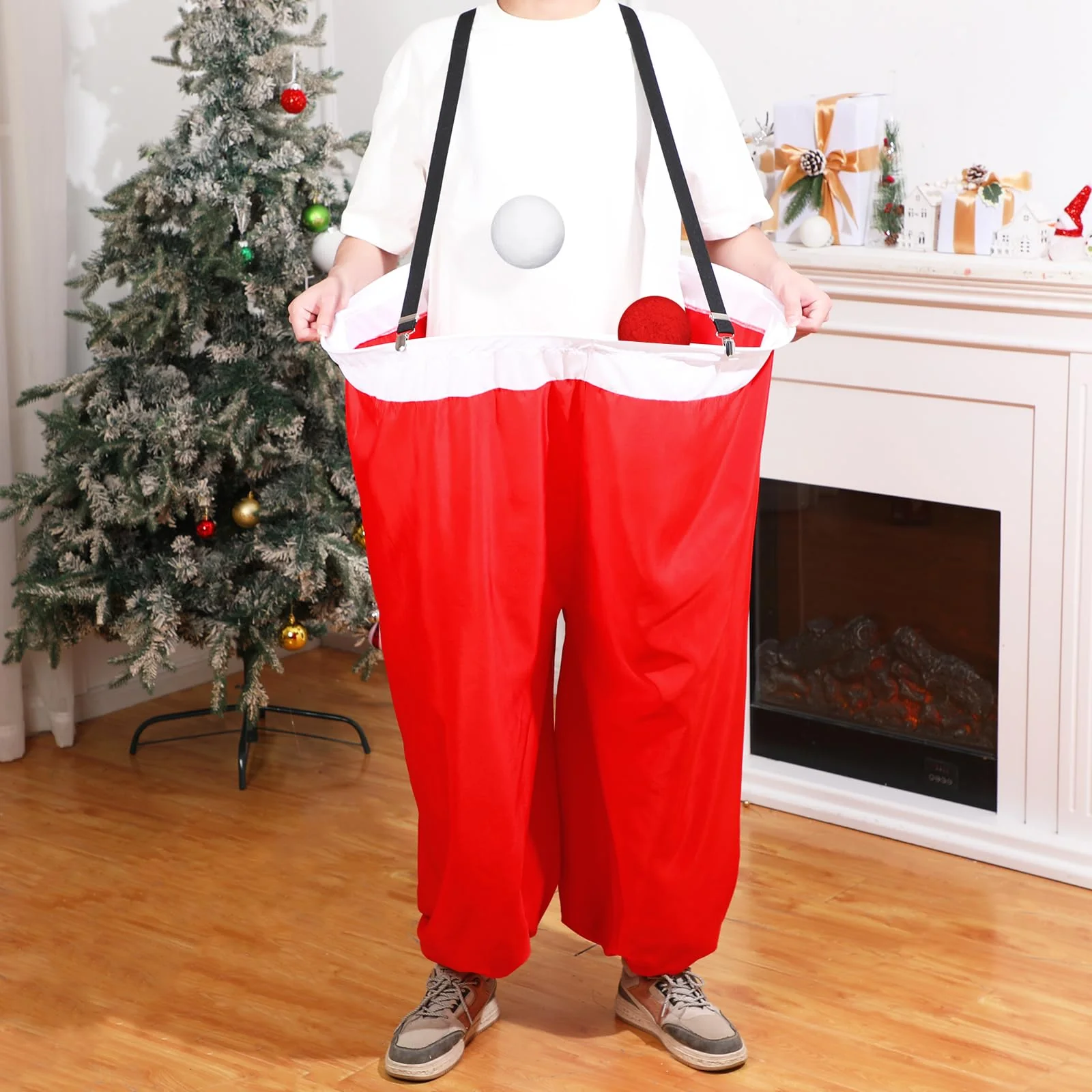 Leitee Santa Pants Snowball Fight Toss Game Red and White Christmas Fake Snowball Activity Christmas Party Activities for Families Yard Outdoor and Indoor Games Set - Image 2
