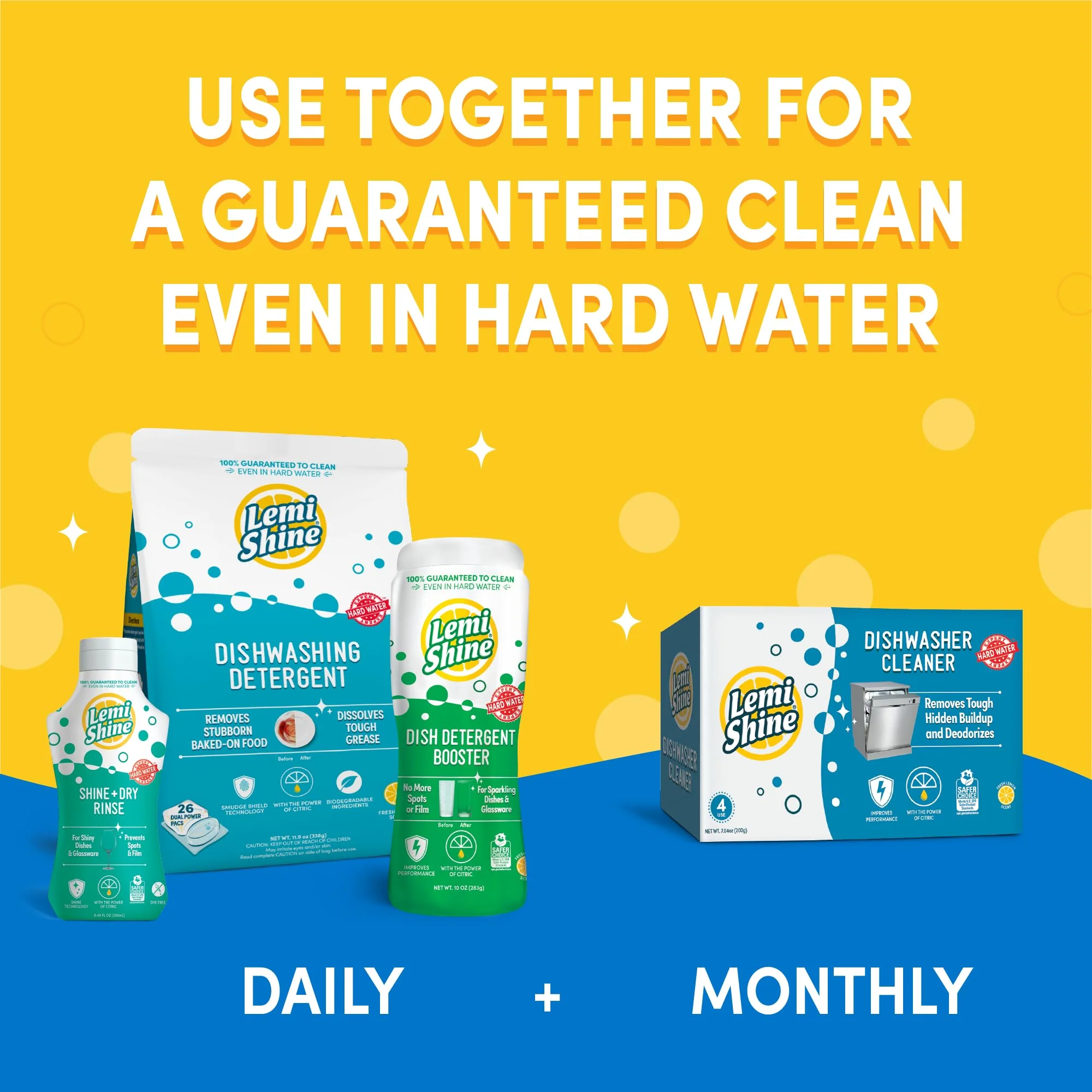 Lemi Shine Dish Detergent Booster, Hard Water Stain Remover, Multi-Use Citric Acid Cleaner 10 oz, Pack of 3 - Image 2