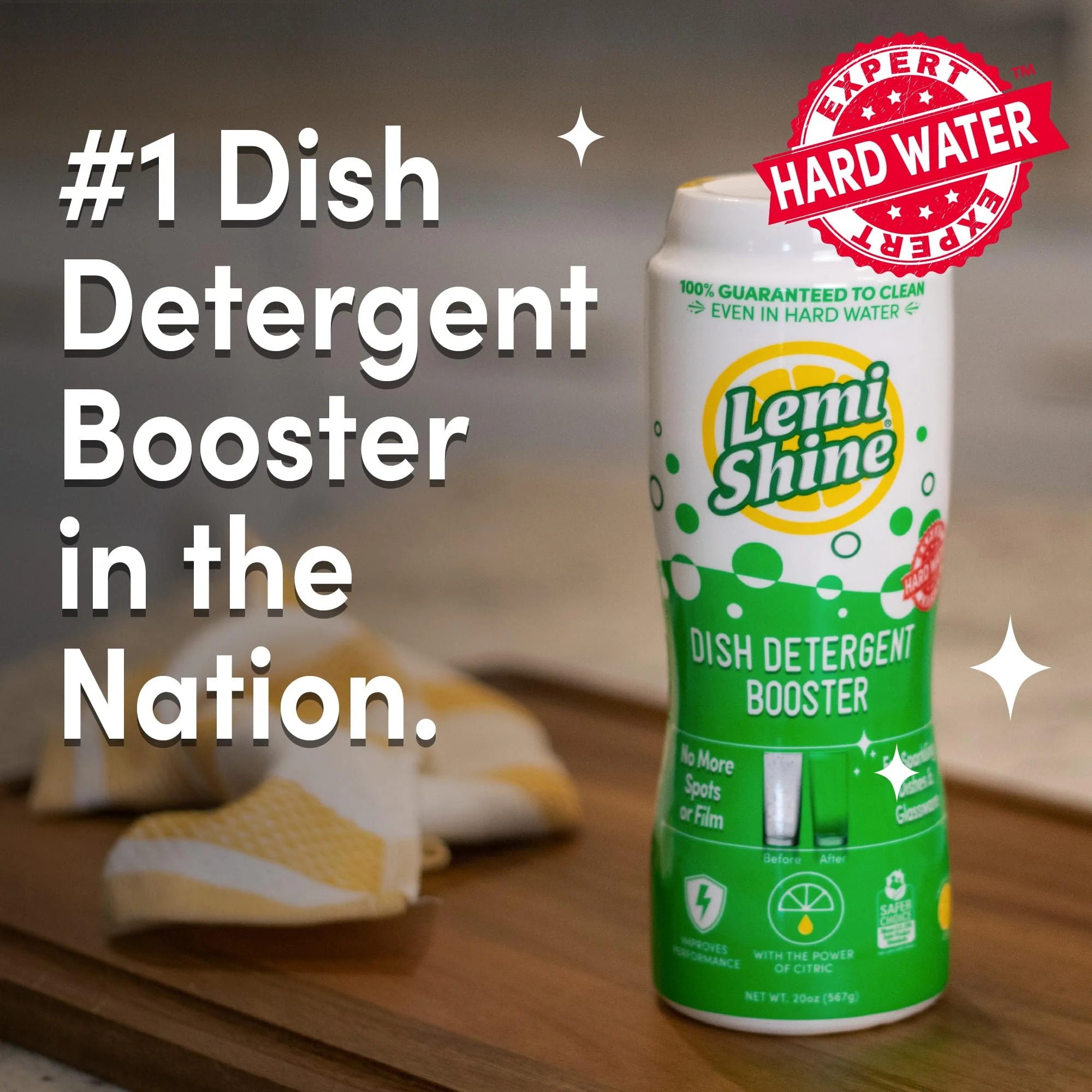 Lemi Shine Dish Detergent Booster, Hard Water Stain Remover, Multi-Use Citric Acid Cleaner 10 oz, Pack of 8 - Image 4