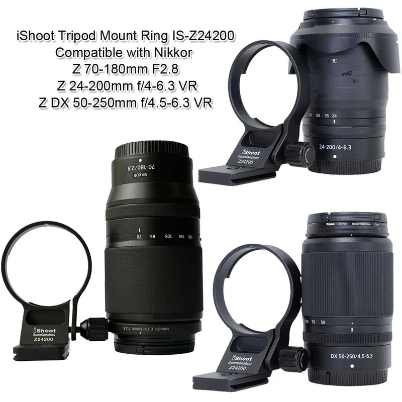 Lens Collar Tripod Mount Ring Compatible with Nikon Nikkor Z 70-180mm F2.8, Z 24-200mm f/4-6.3 VR, Z DX 50-250mm f/4.5-6.3 VR (Z-Mount), Support Bracket Holder is Arca-Swiss Fit Quick Release Plate - Image 4