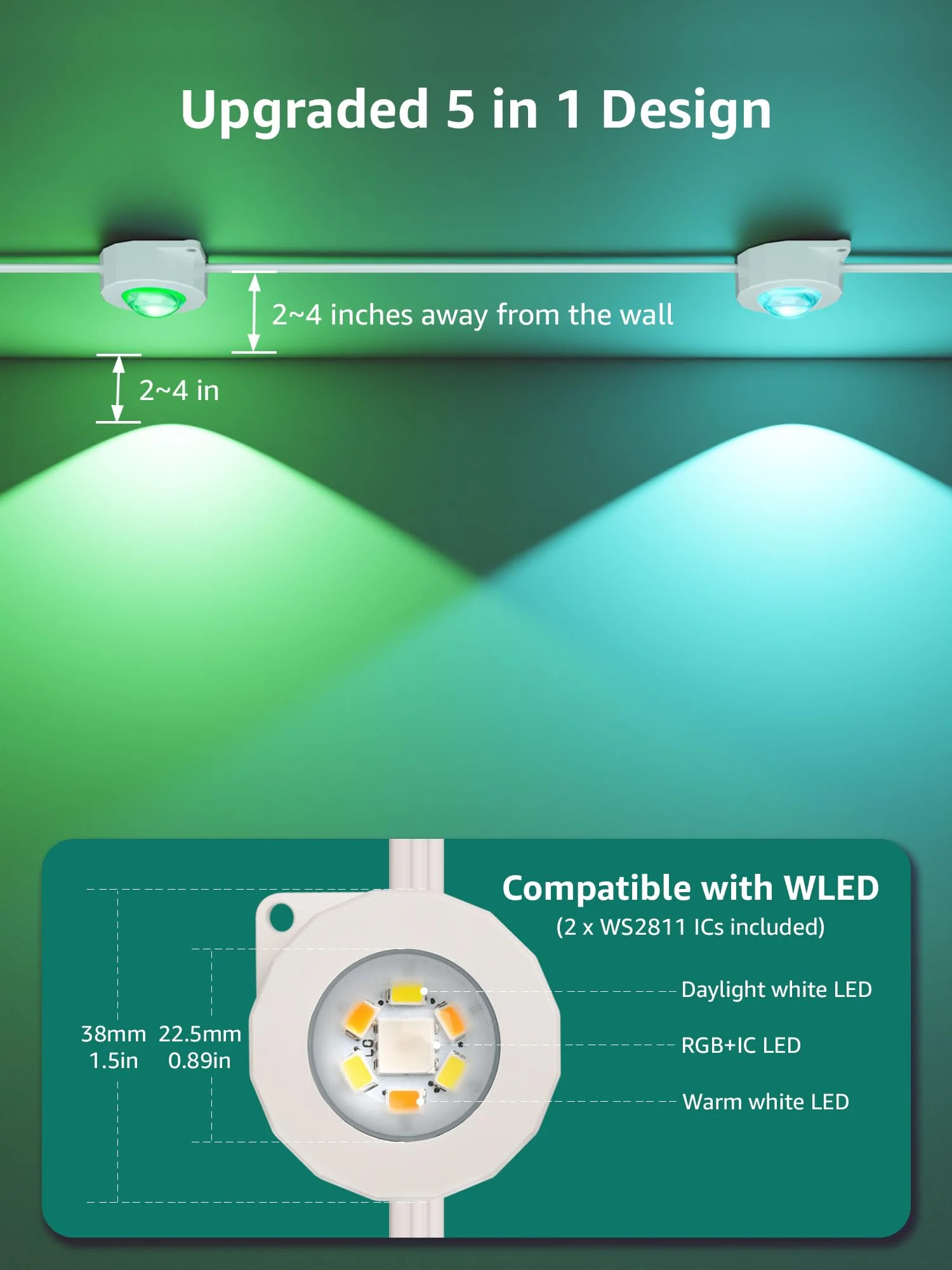 Lepro E1 AI Permanent Outdoor Lights APP Control, 150ft 90 LED Smart RGB+IC+Warm/Cool White House Eave Lights for Halloween Christmas, Alexa Google Enabled 2.4 GHz WiFi/Bluetooth, NO Remote Controller - Image 3