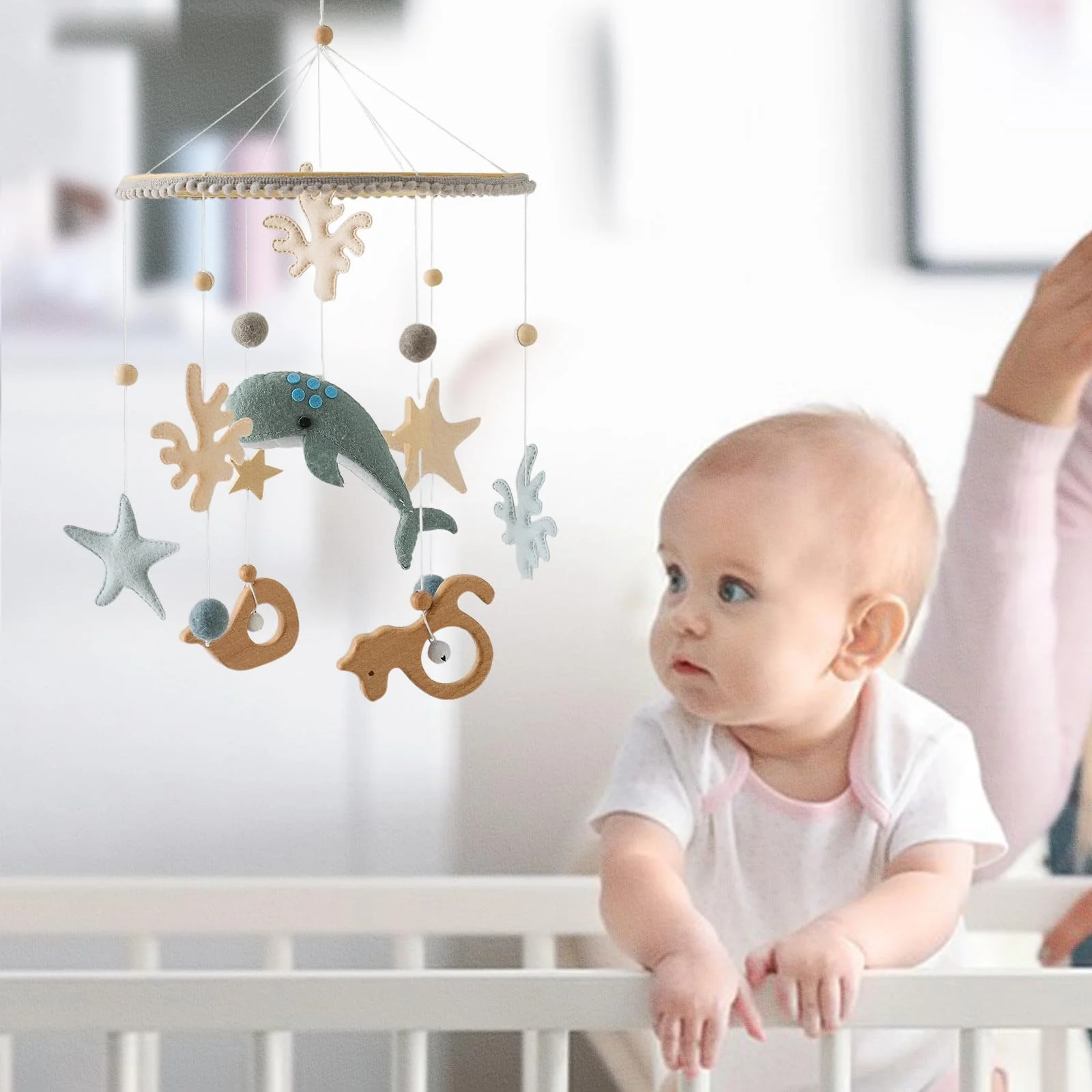let's make Crib Mobile for Baby Boys Girls Ocean Whale Nursery Mobile Gender Neutral Baby Mobile Handmade Ceiling Mobile Best Gifts for Christmas Birthday Baby Shower - Image 2