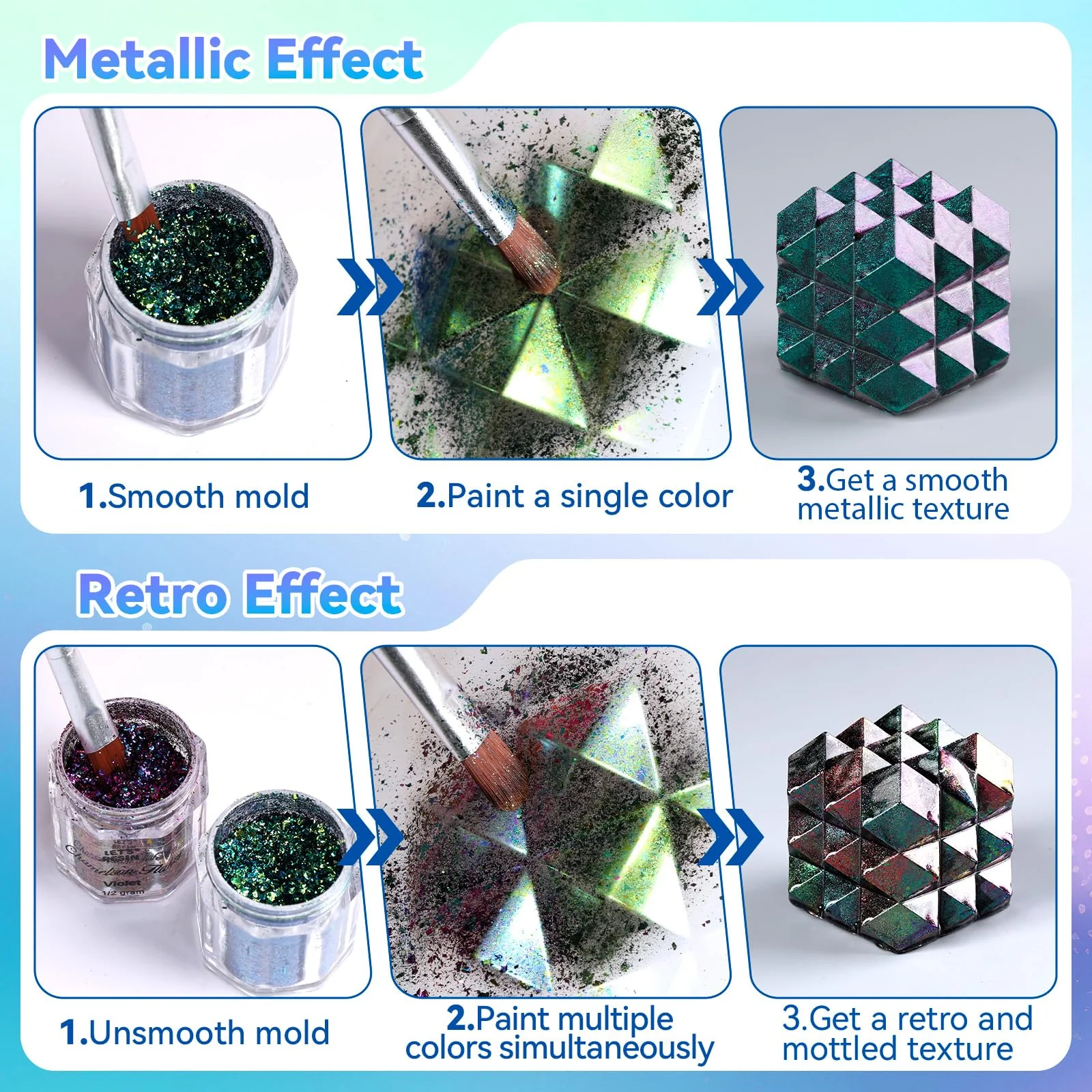 LET'S RESIN Chameleon Flakes, Resin Supplies -Intense Color Shift Pigment Powder for Resin Molds/Tumblers, Chrome Powder Pigment for Christmas Nail Art/Paint/Soap Making - Image 3