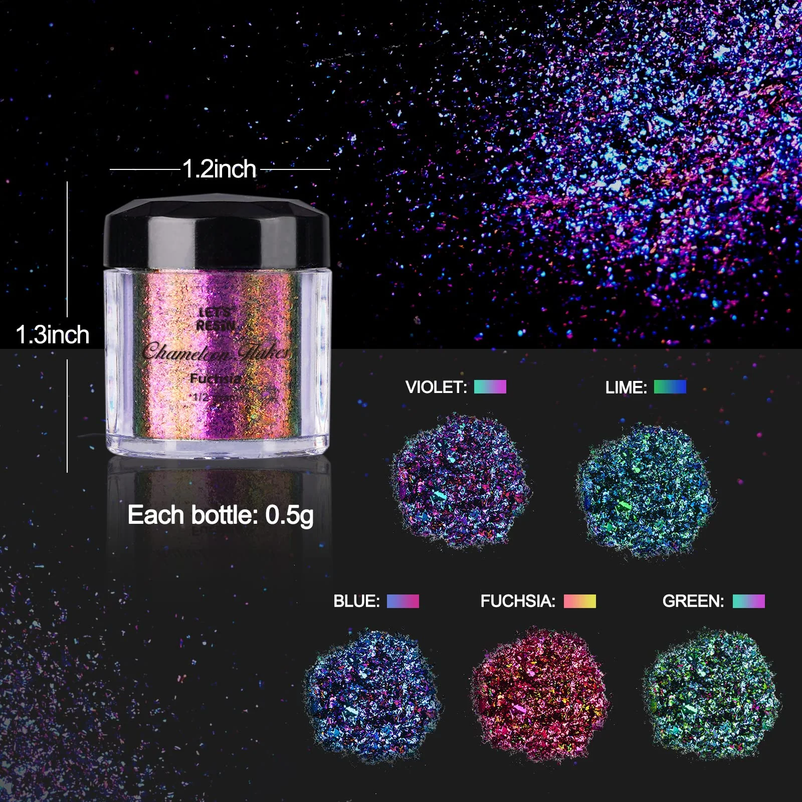 LET'S RESIN Chameleon Flakes, Resin Supplies -Intense Color Shift Pigment Powder for Resin Molds/Tumblers, Chrome Powder Pigment for Christmas Nail Art/Paint/Soap Making - Image 8