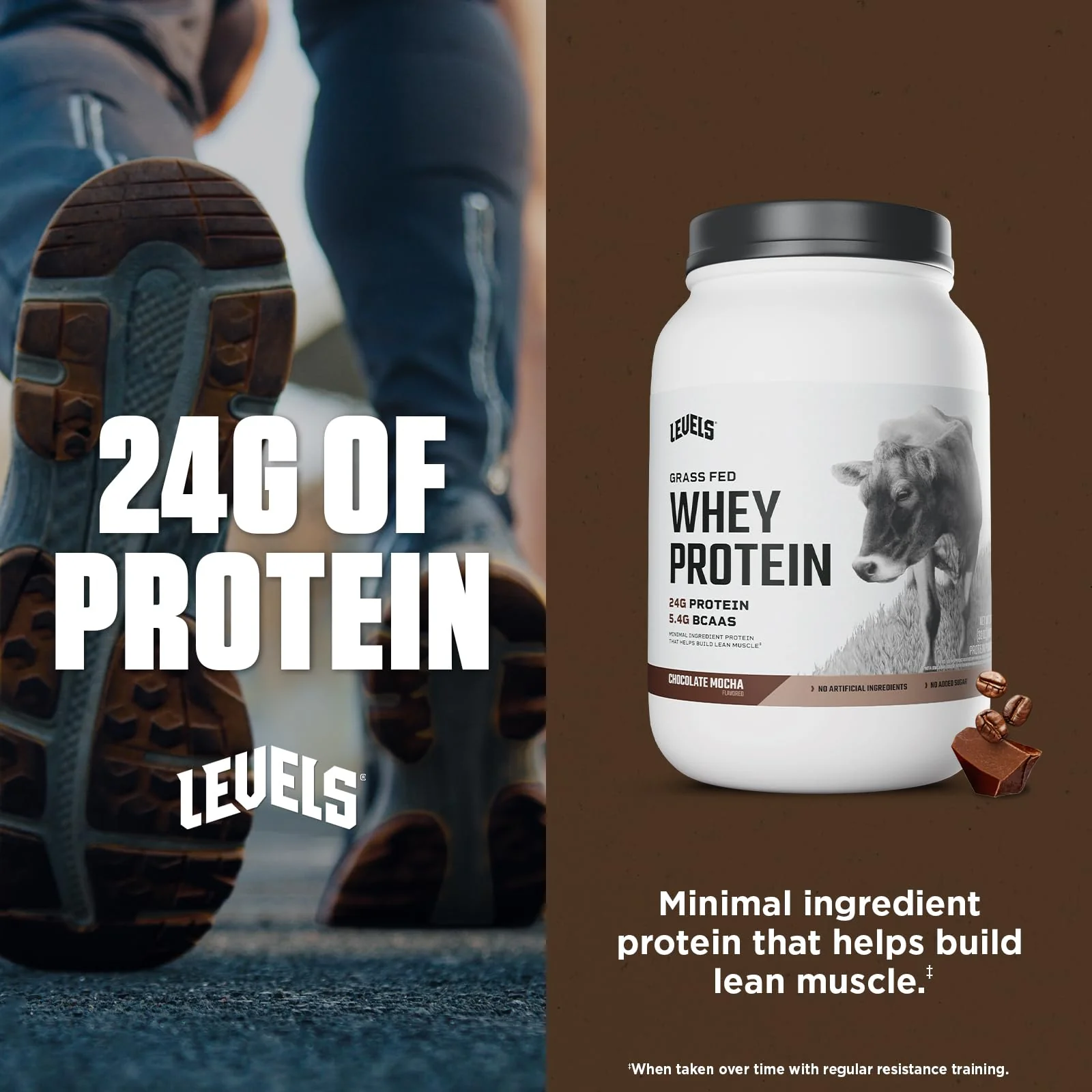Levels Grass Fed Whey Protein Powder, No Artificials, 24G of Protein, Chocolate Mocha, 2LB - Image 6