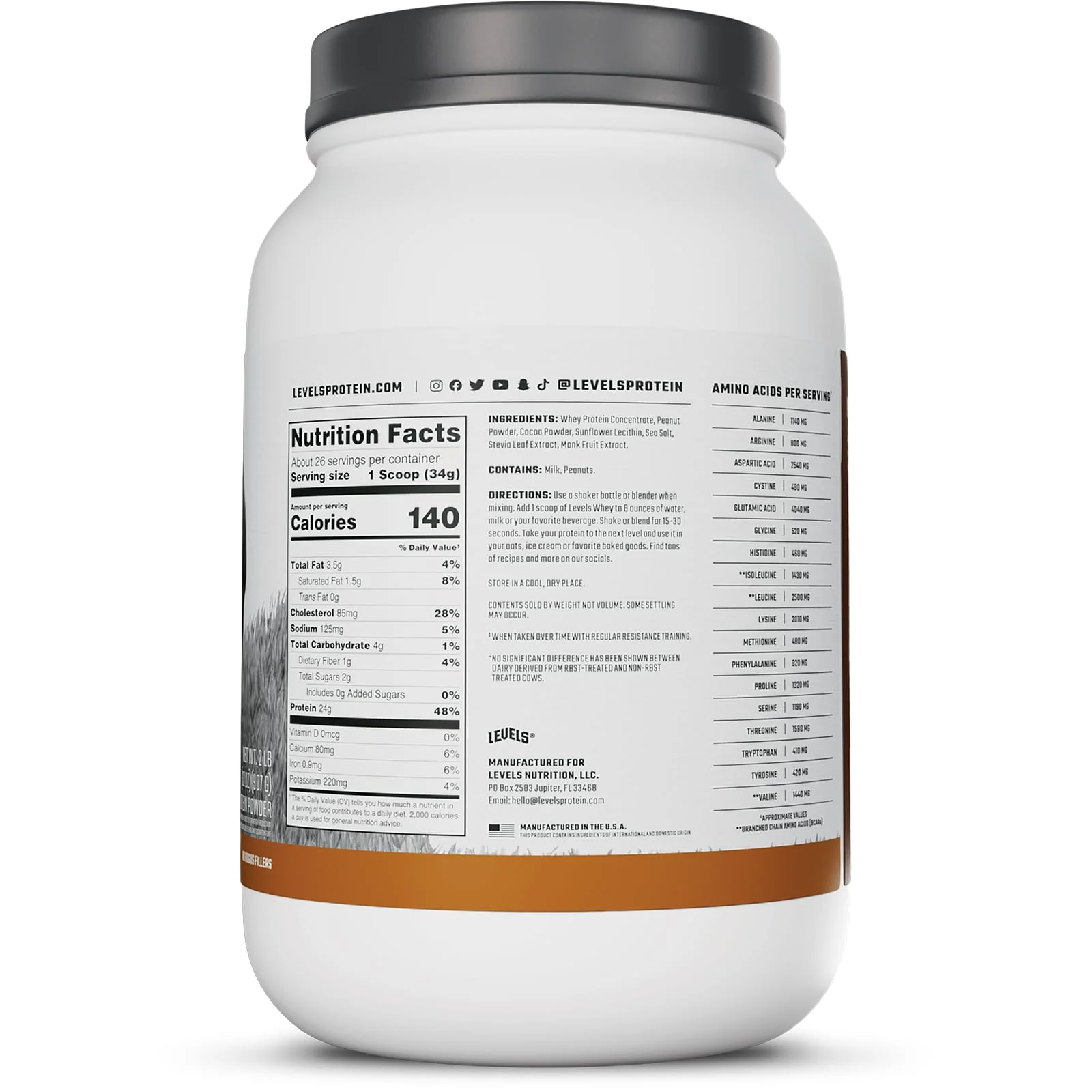 Levels Grass Fed Whey Protein Powder, No Artificials, 24G of Protein, Chocolate Peanut Butter, 2LB - Image 3