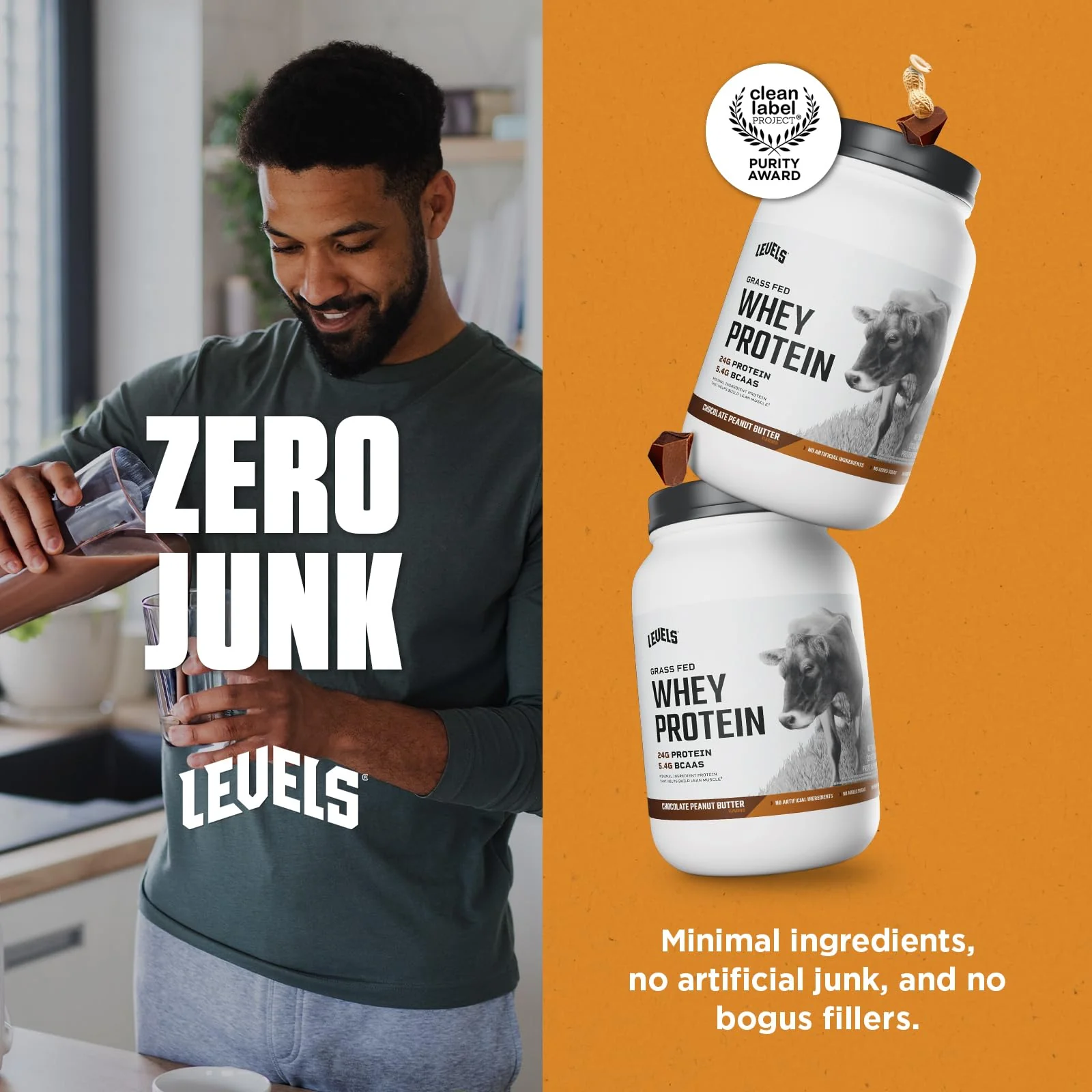 Levels Grass Fed Whey Protein Powder, No Artificials, 24G of Protein, Chocolate Peanut Butter, 2LB - Image 4
