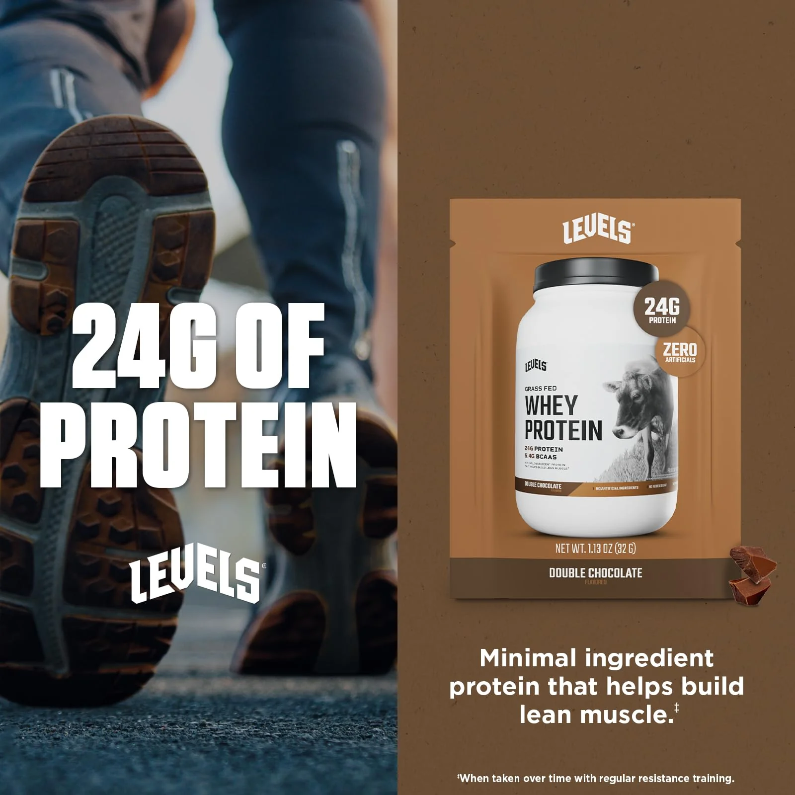 Levels Grass Fed Whey Protein Powder, No Artificials, 24G of Protein, Double Chocolate, 12 Count - Image 4