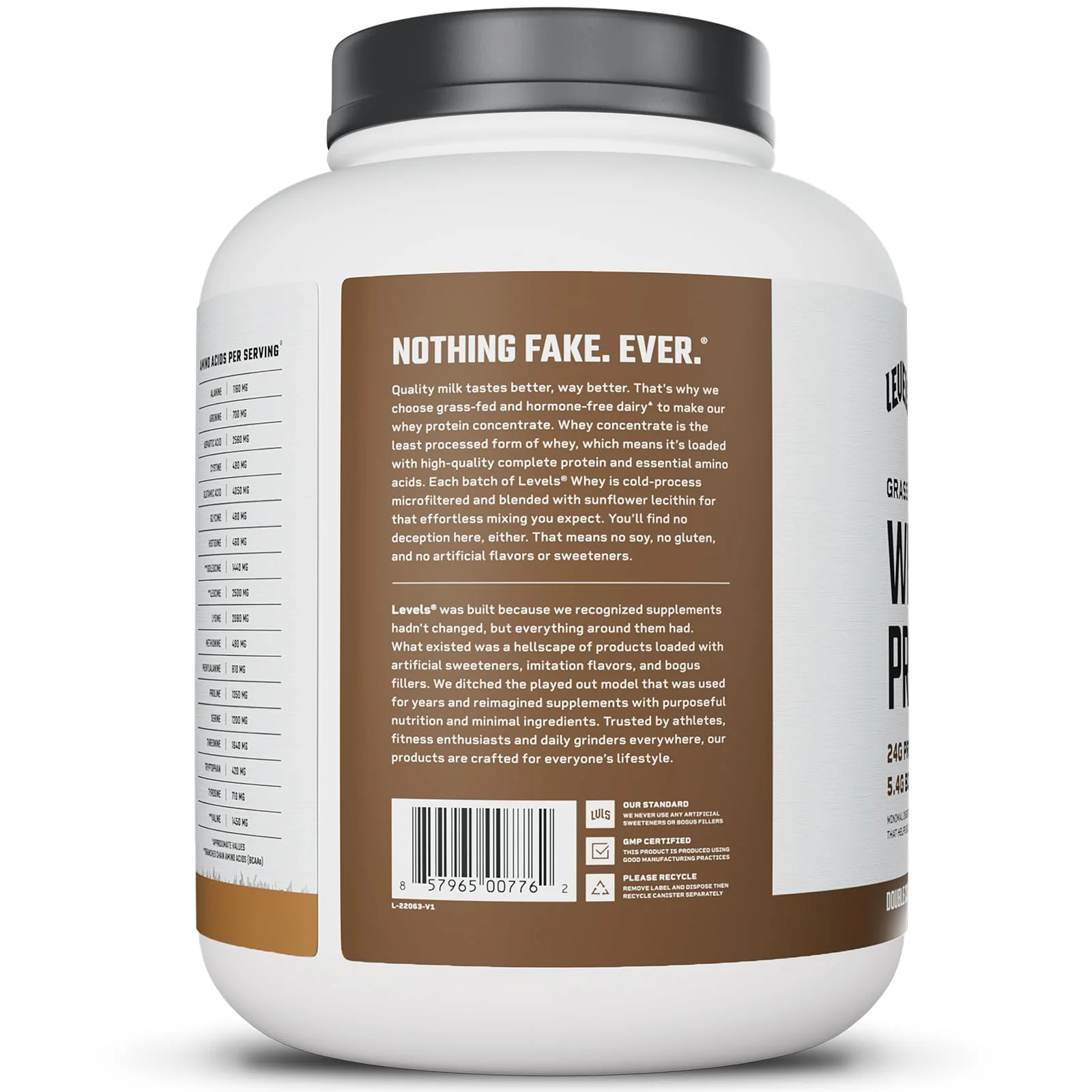 Levels Grass Fed Whey Protein Powder, No Artificials, 24G of Protein, Double Chocolate, 5LB - Image 2