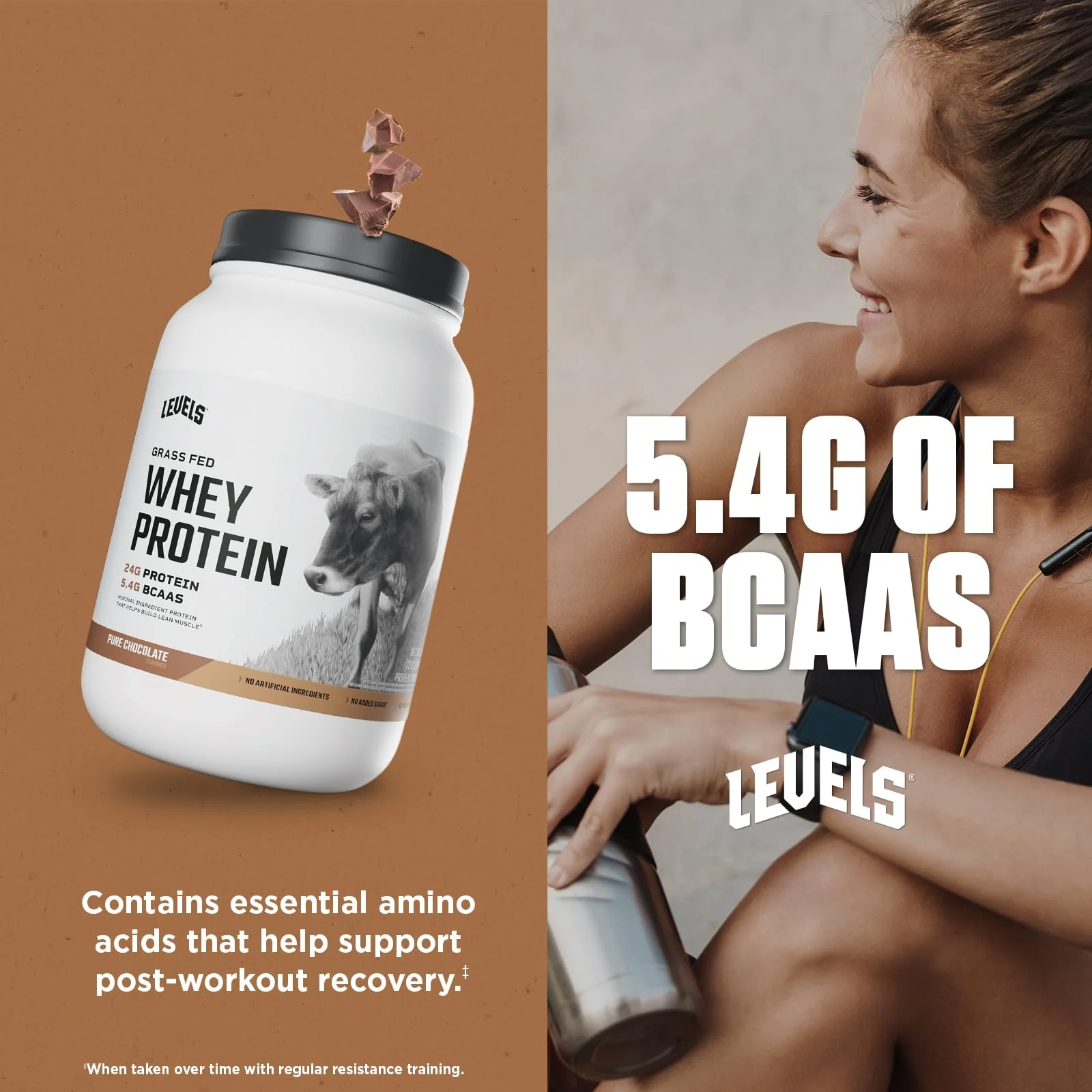 Levels Grass Fed Whey Protein Powder, No Artificials, 24G of Protein, Pure Chocolate, 2LB - Image 5