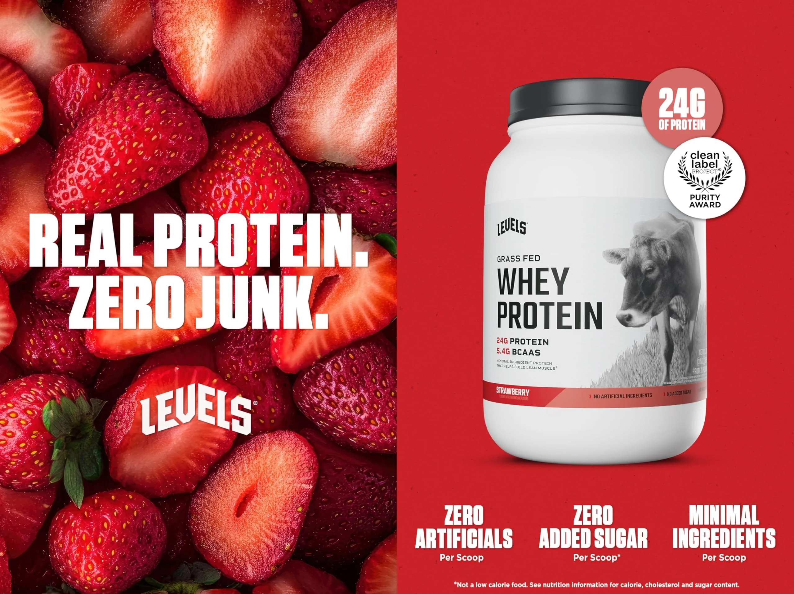 Levels Grass Fed Whey Protein Powder, No Artificials, 24G of Protein, Strawberry, 2LB - Image 8